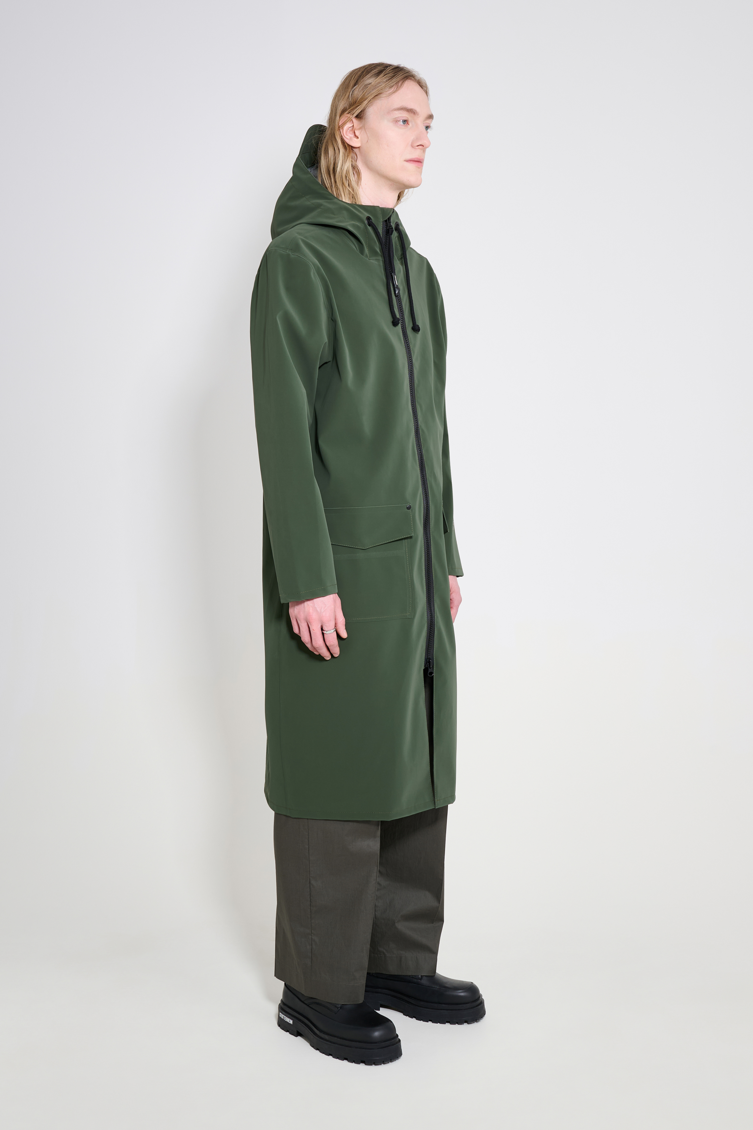 Stockholm Long Patch Raincoat Green | STUTTERHEIM US