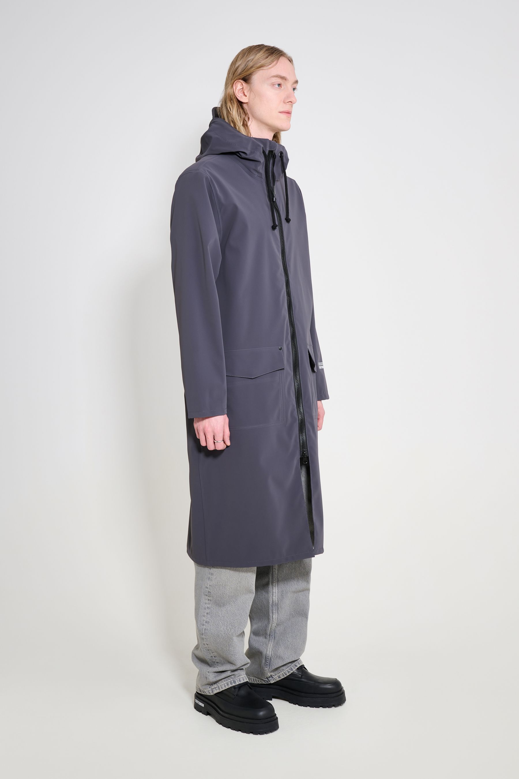 stutterheim stockholm long patch mystic blue men jackets long-raincoats