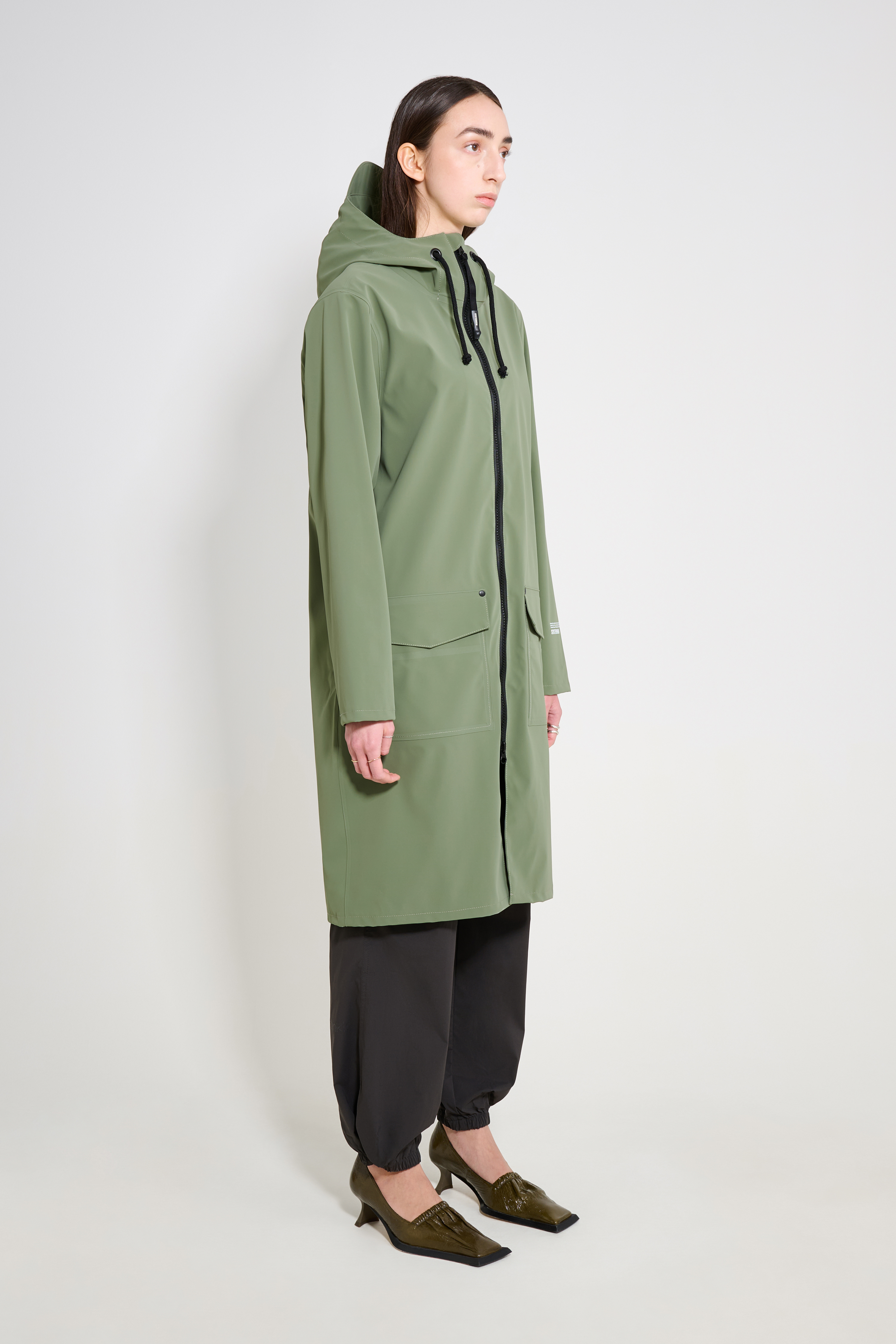 Stockholm Long Patch Raincoat Dry Green | STUTTERHEIM US