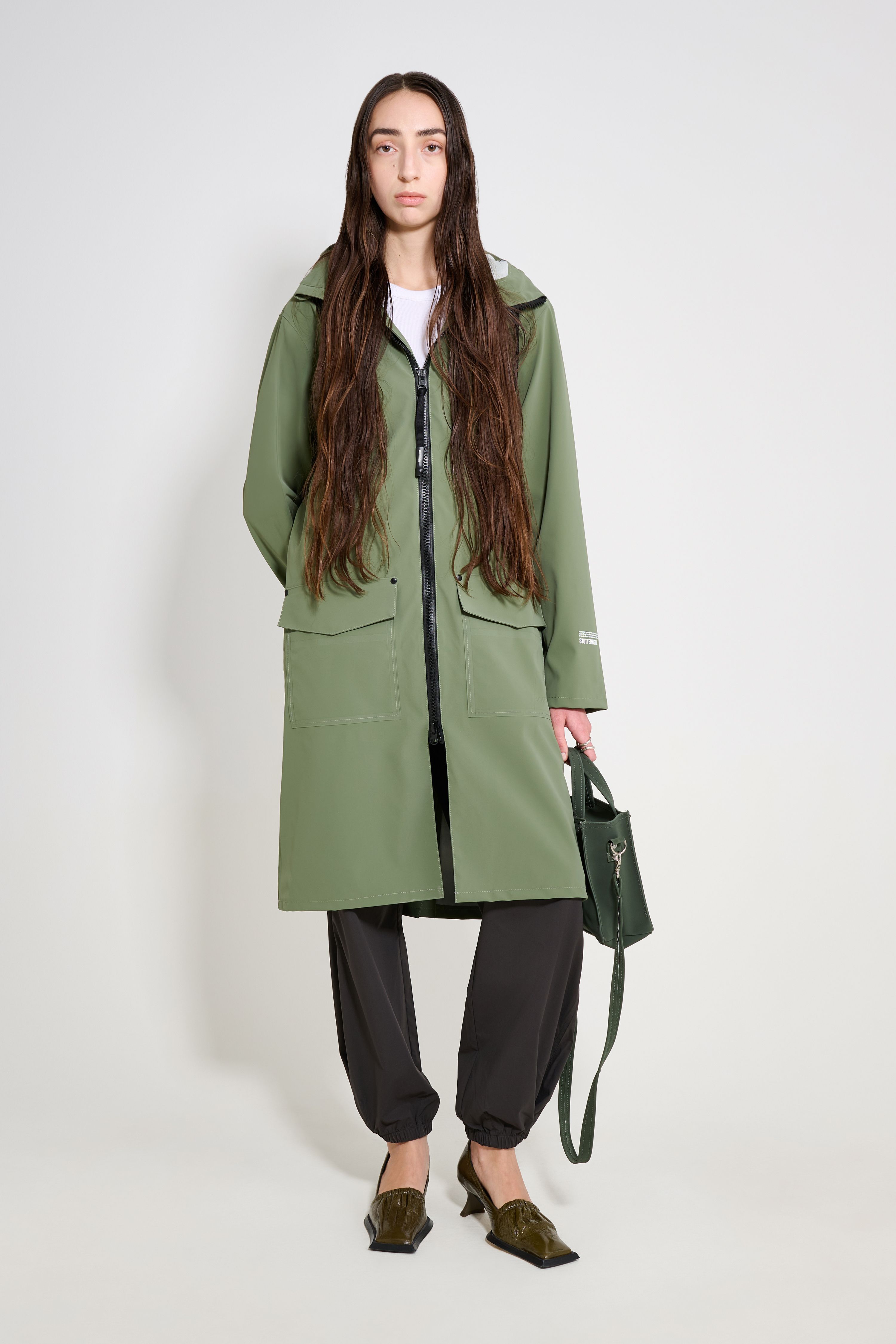 Stockholm Long Patch Raincoat Dry Green | STUTTERHEIM US
