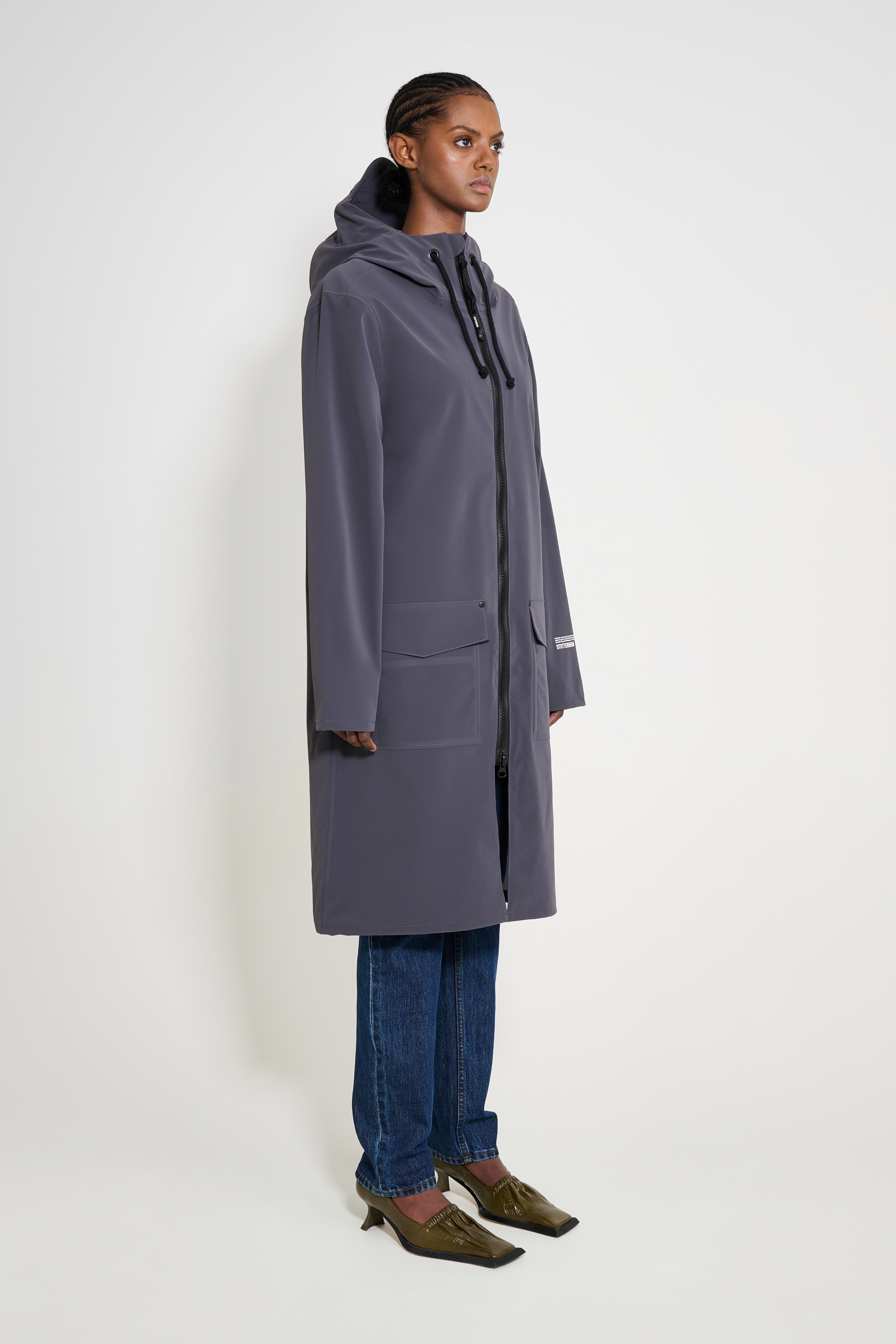 Stockholm Long Patch Raincoat Mystic Blue | STUTTERHEIM US