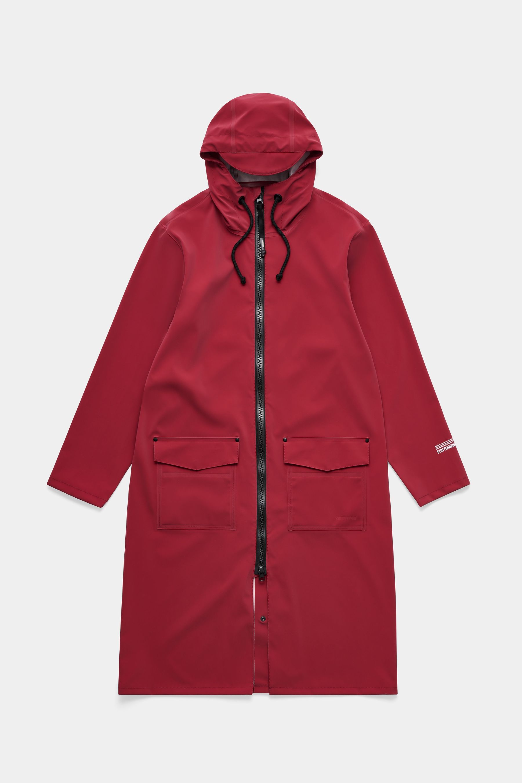 stutterheim stockholm long patch raincoat burgundy men jackets long-raincoats