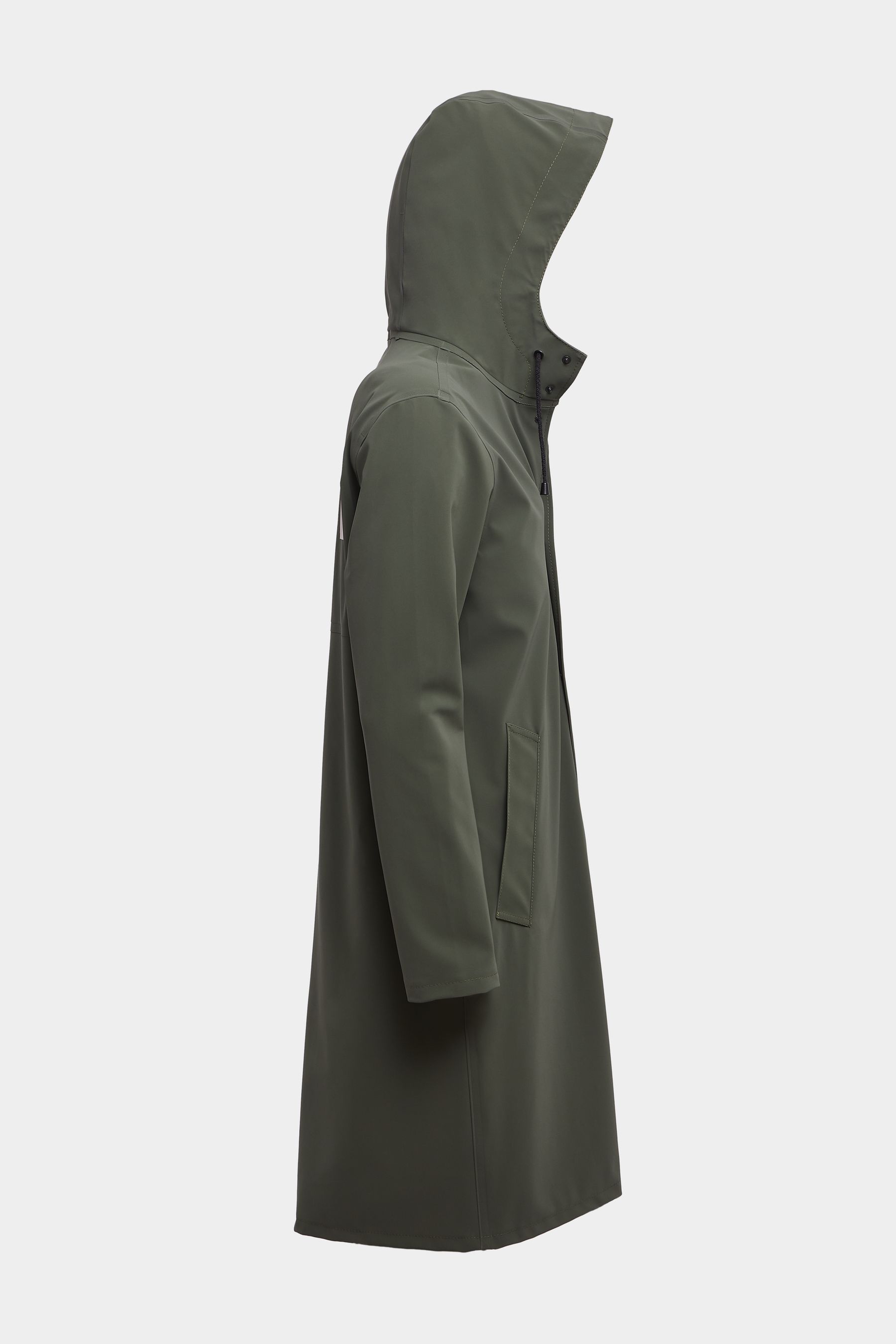 stutterheim stockholm long matte print raincoat dark green men jackets raincoats