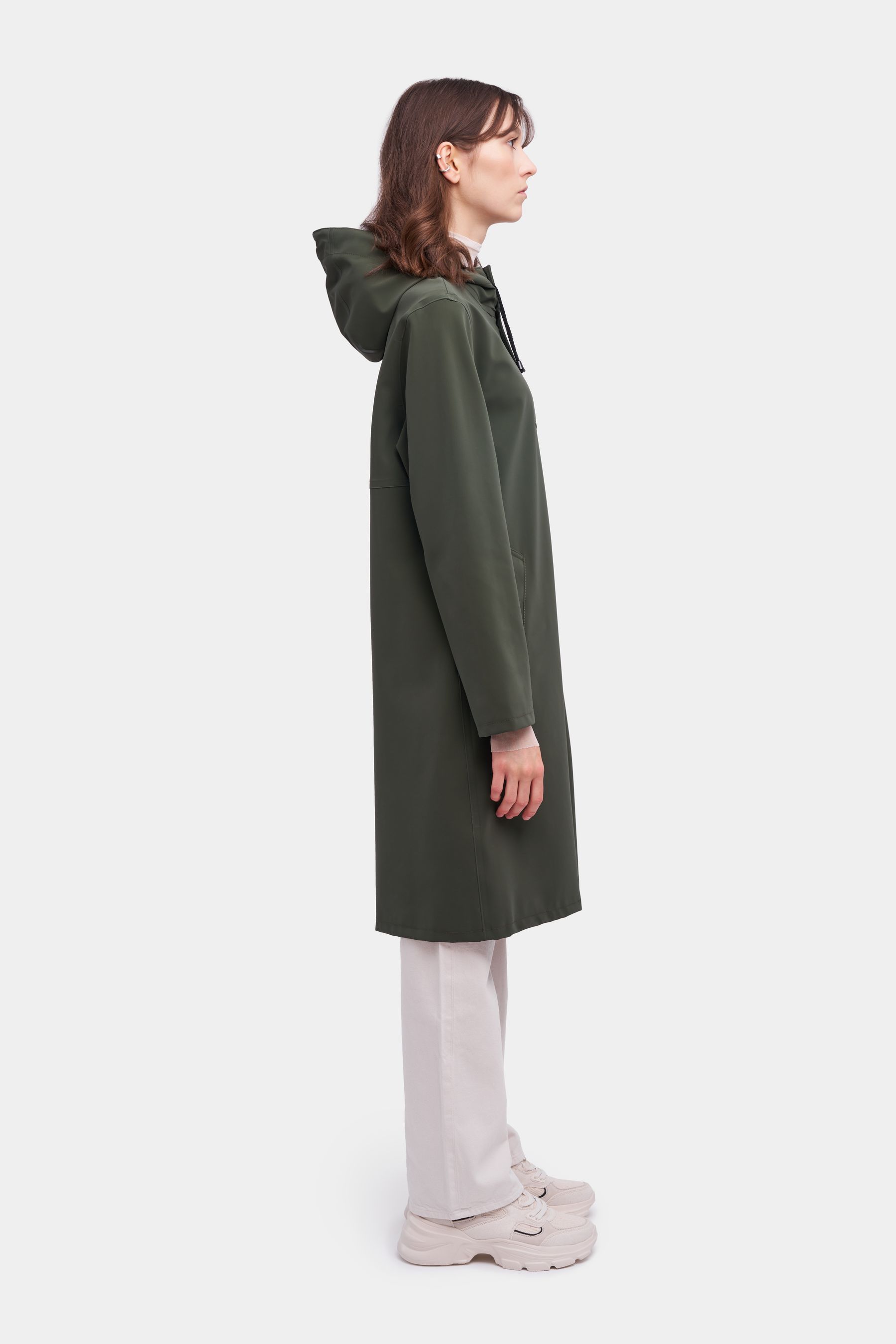 stutterheim stockholm long matte print raincoat dark green men jackets raincoats