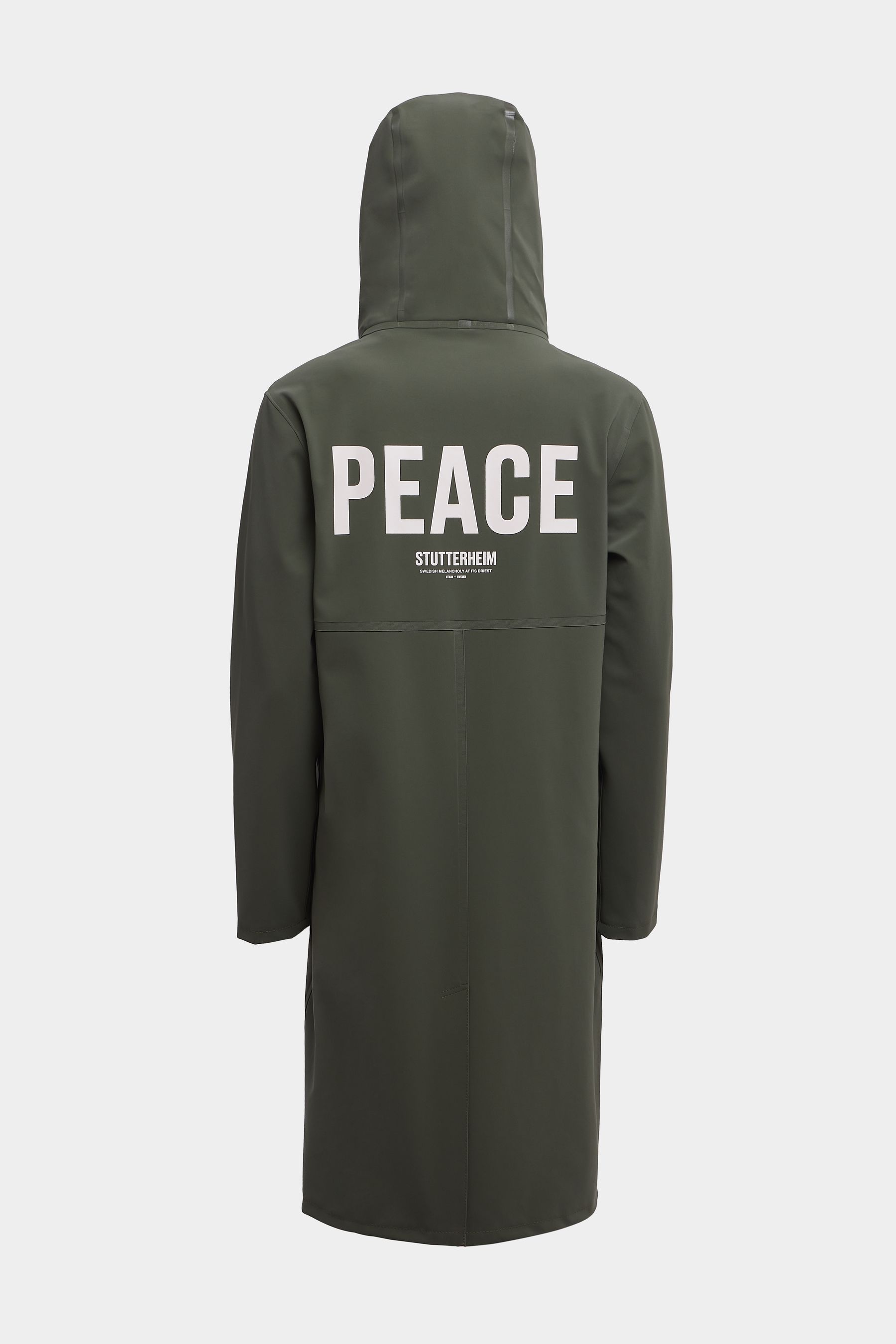 stutterheim stockholm long matte print raincoat dark green men jackets raincoats