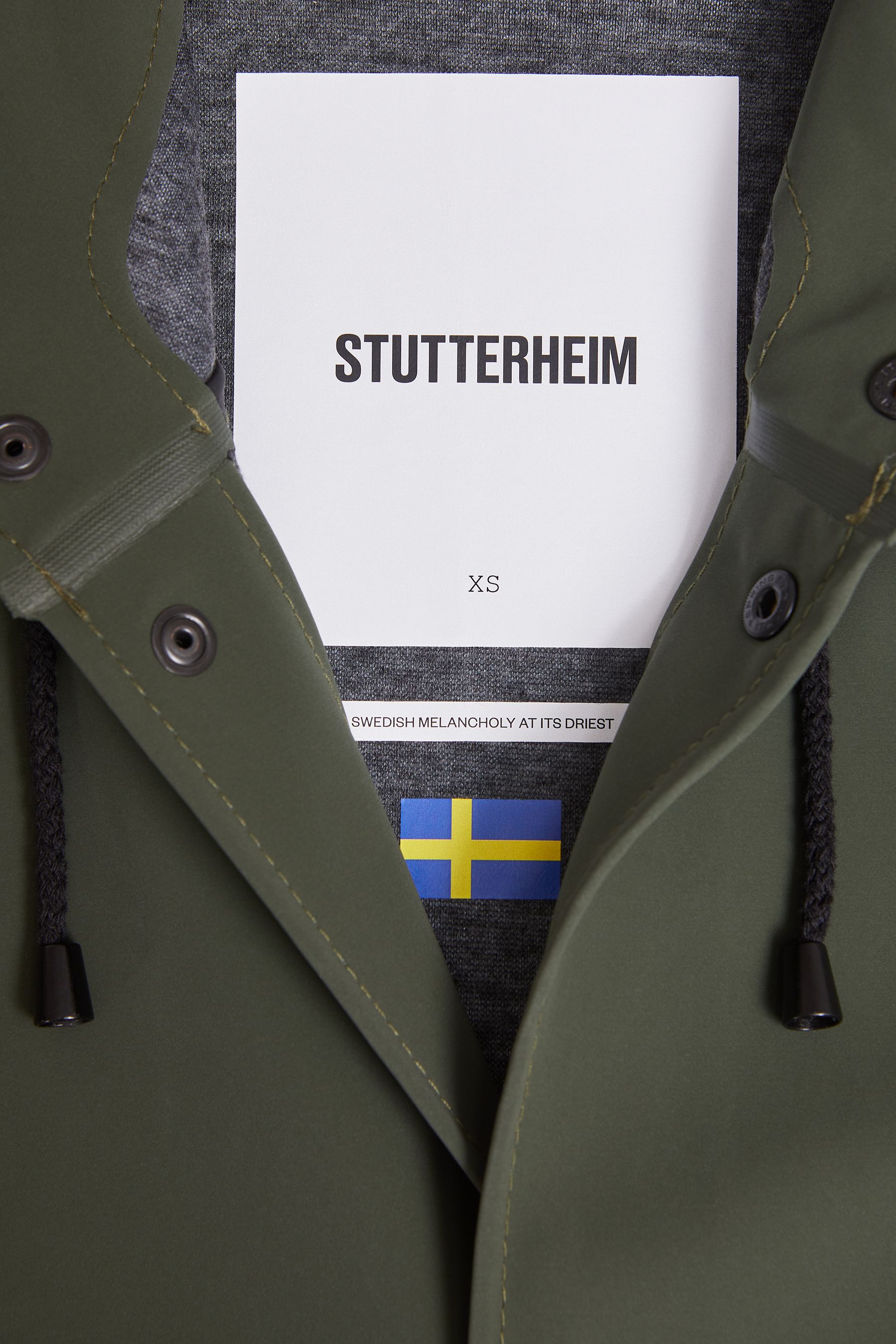 stutterheim stockholm long matte print raincoat dark green men jackets raincoats