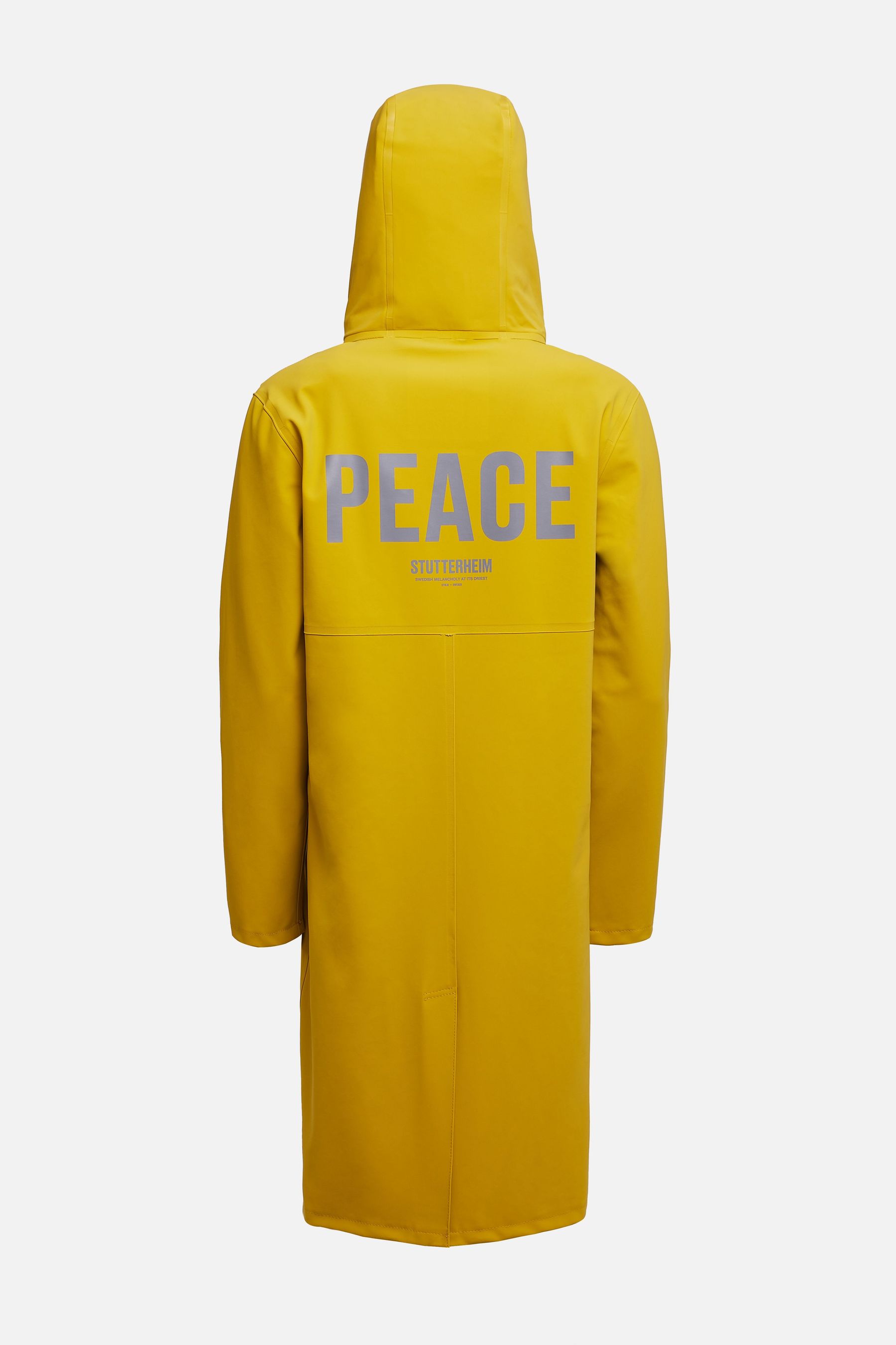 stutterheim stockholm long matte print raincoat gold men jackets raincoats