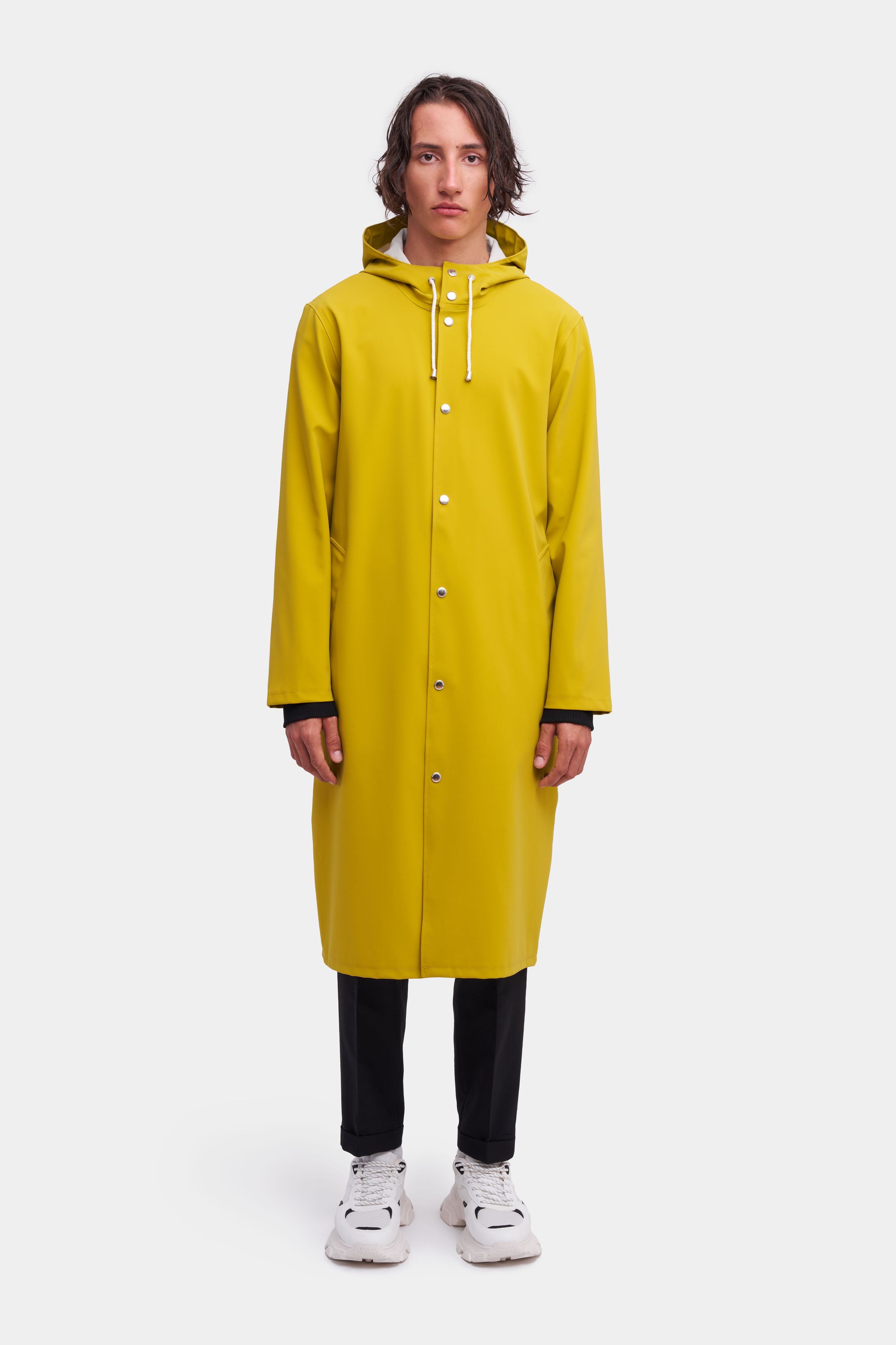 stutterheim stockholm long matte print raincoat gold men jackets raincoats