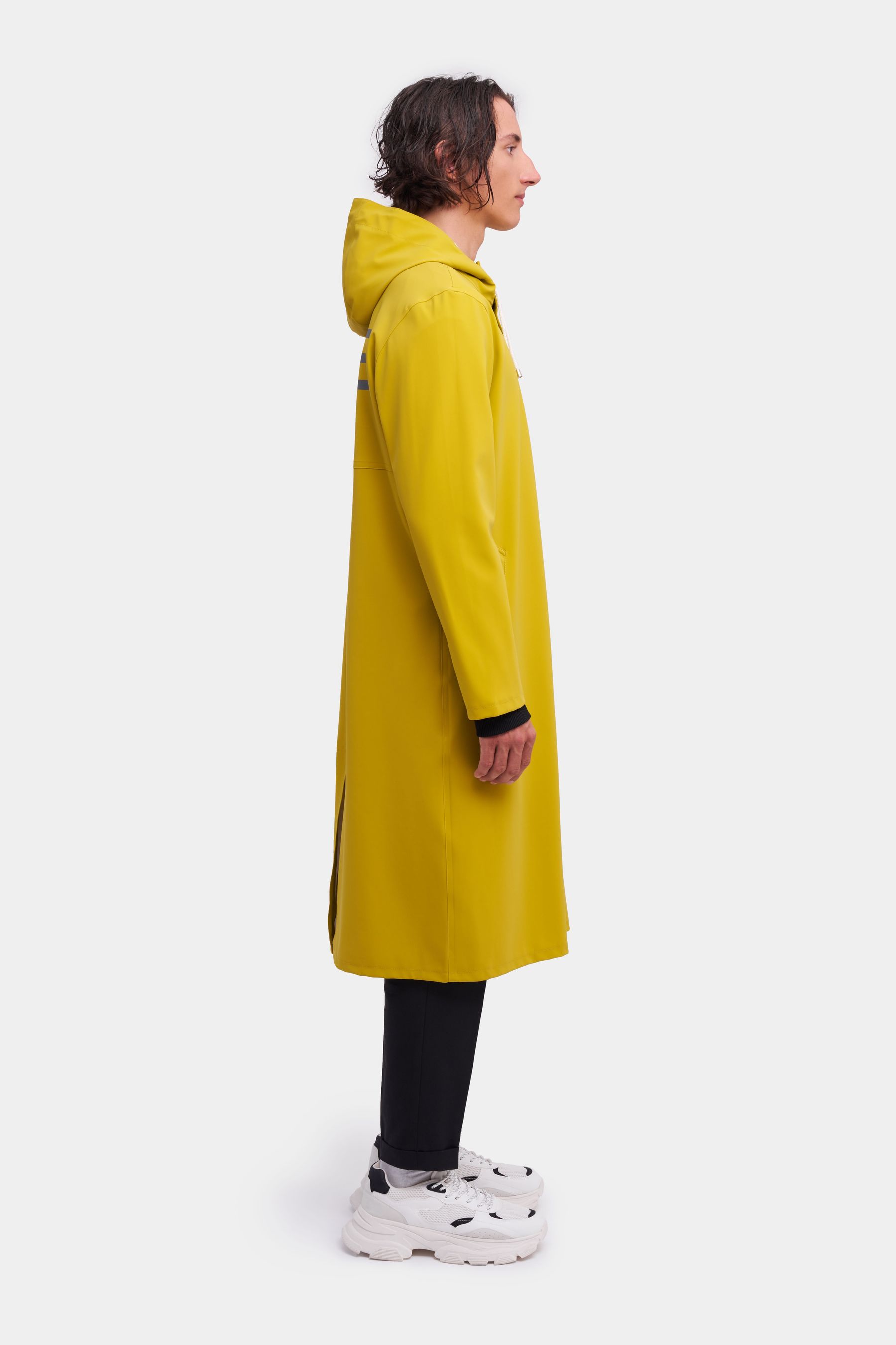 stutterheim stockholm long matte print raincoat gold men jackets raincoats