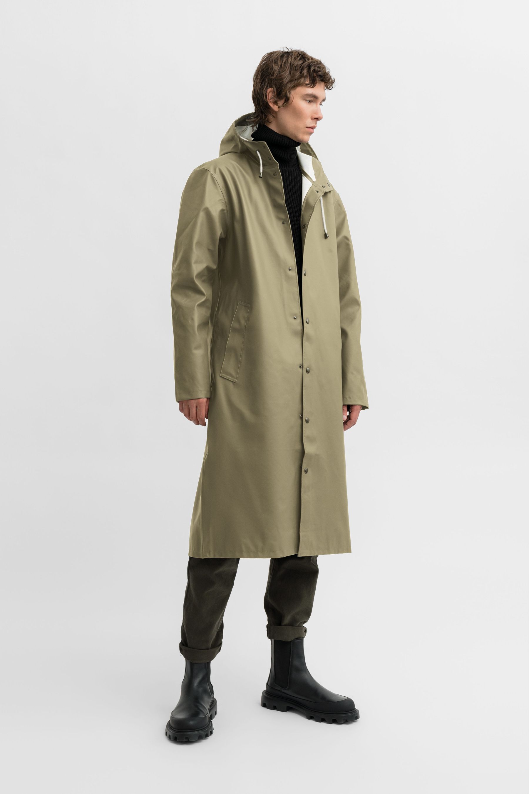 stutterheim stockholm long print raincoat aloe men jackets raincoats