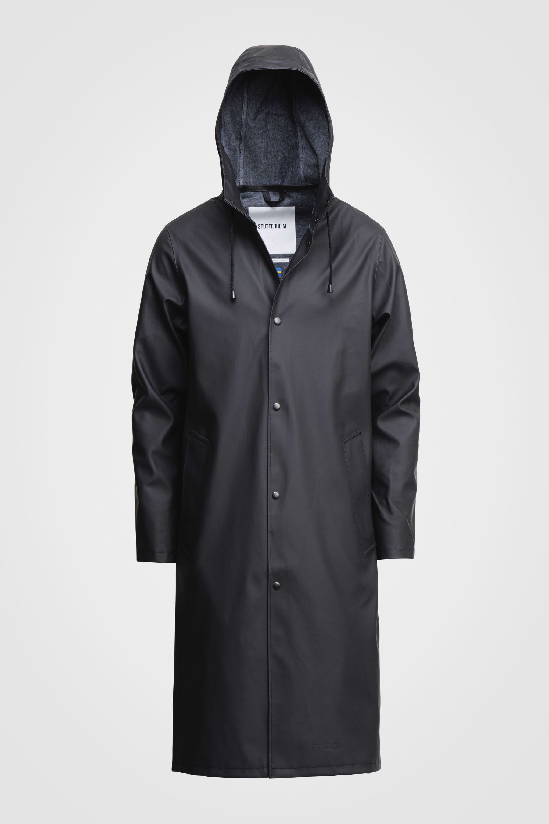 stutterheim stockholm long print raincoat black men jackets raincoats