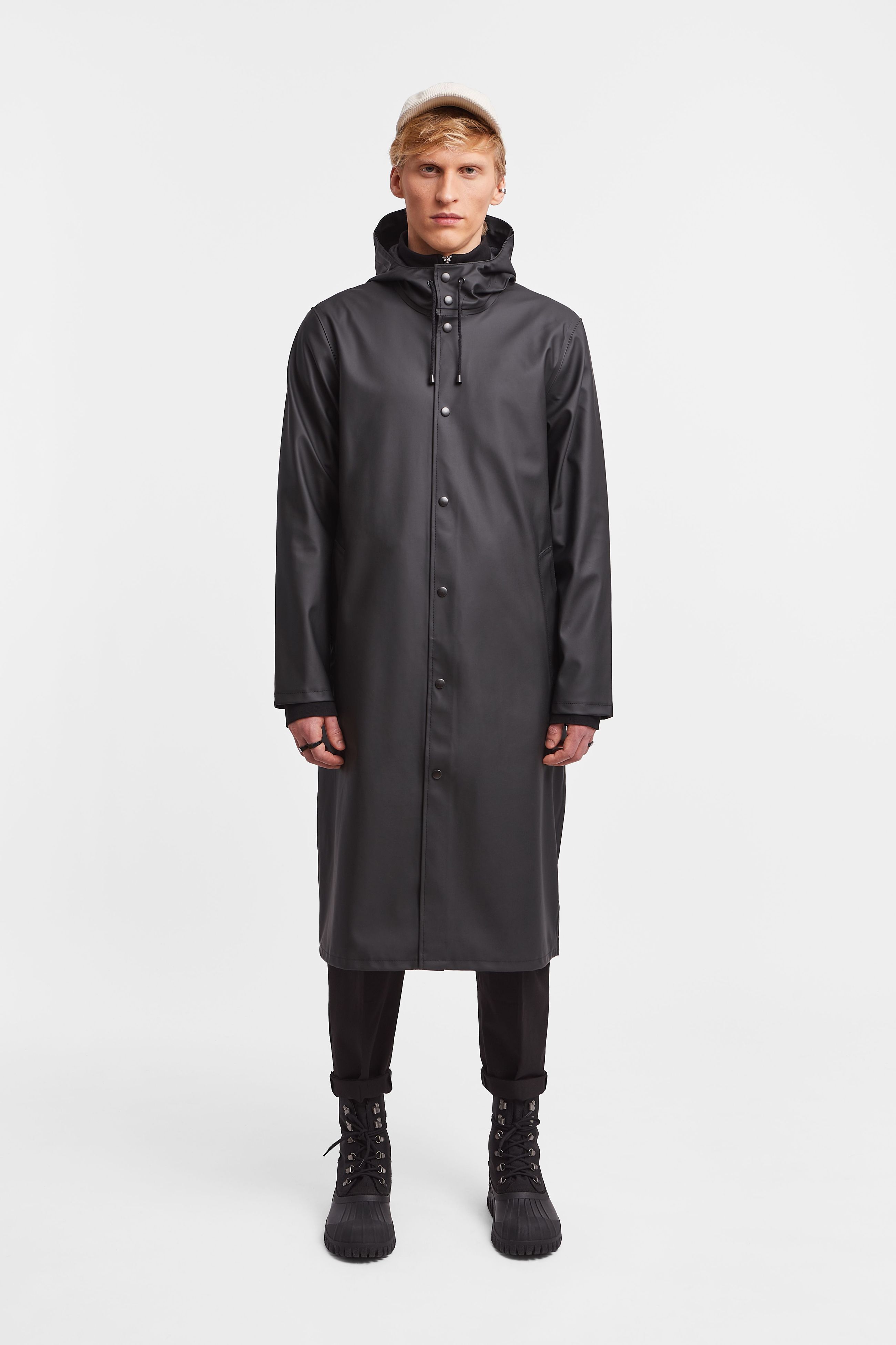 stutterheim stockholm long print raincoat black men jackets raincoats