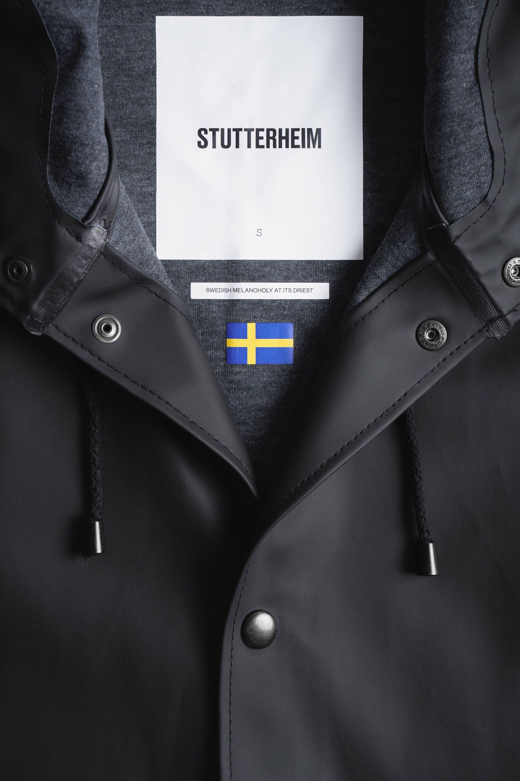 stutterheim stockholm long print raincoat black men jackets raincoats