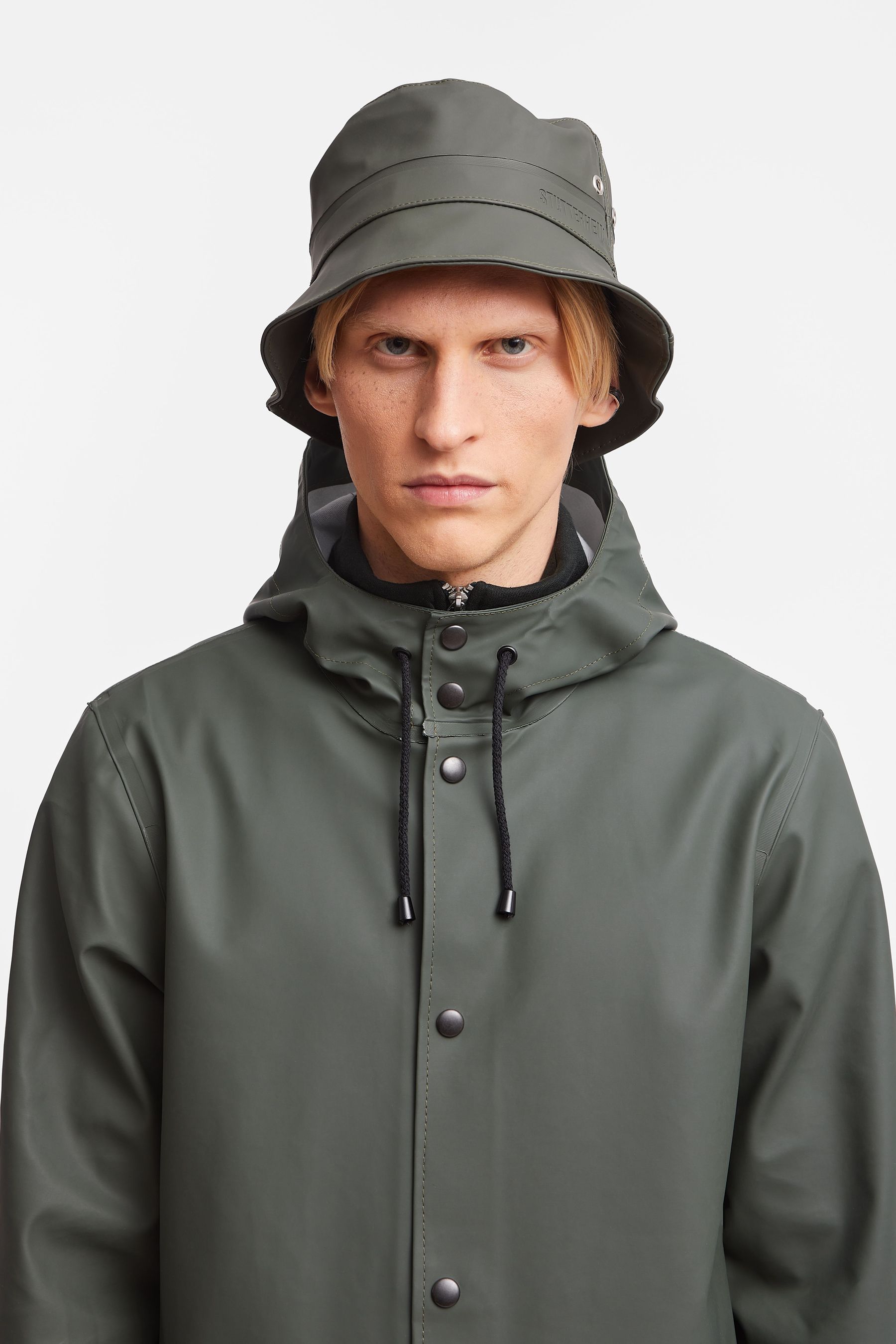 stutterheim stockholm long print raincoat green men jackets raincoats