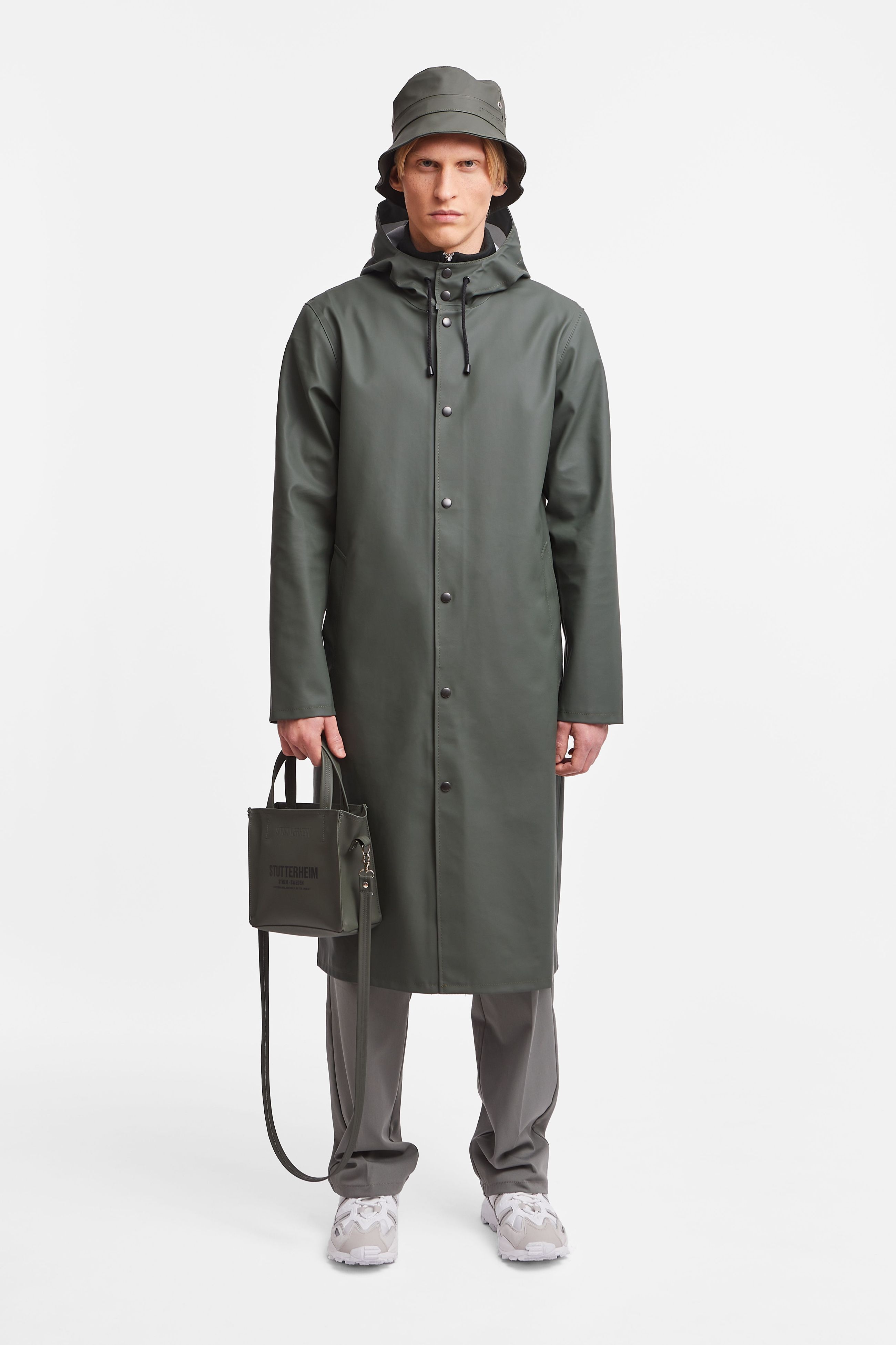 stutterheim stockholm long print raincoat green men jackets raincoats