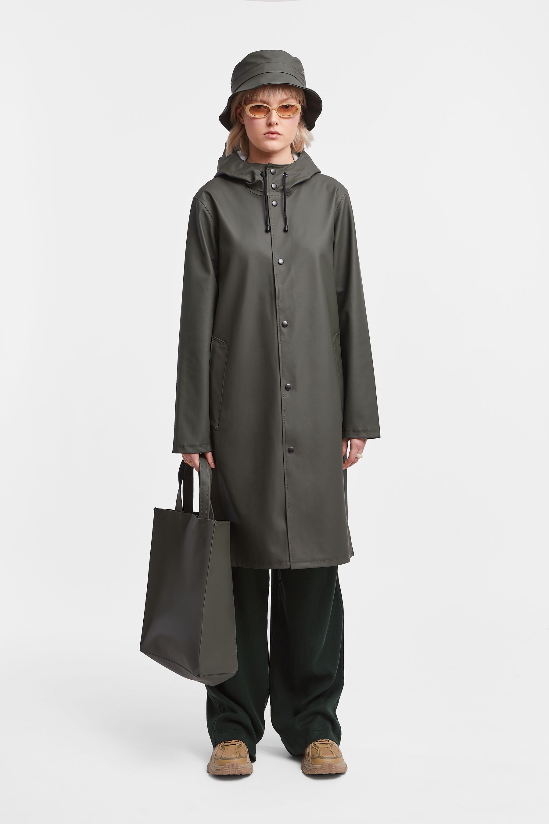 stutterheim stockholm long print raincoat green men jackets raincoats