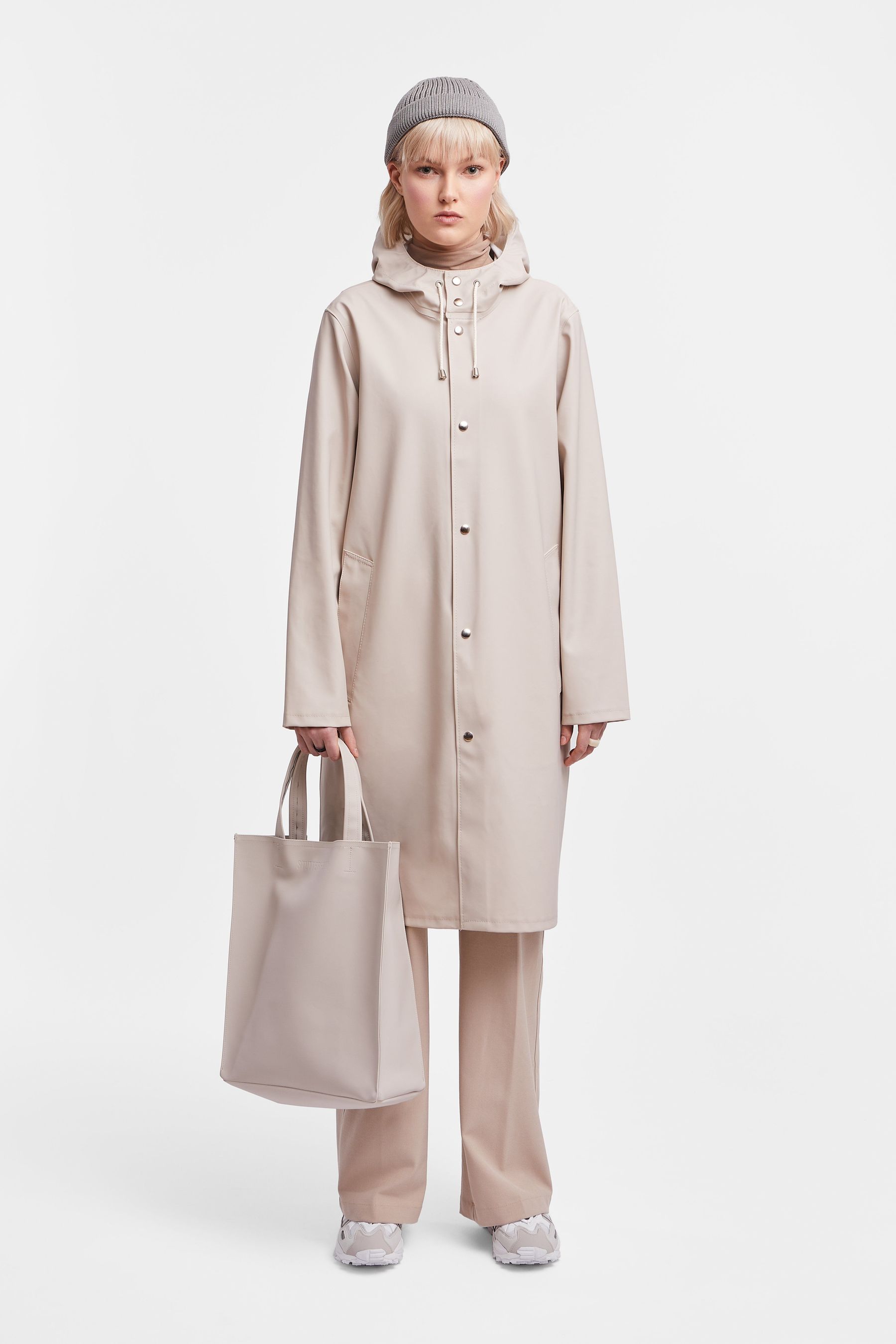 stutterheim stockholm long print raincoat light sand men jackets raincoats