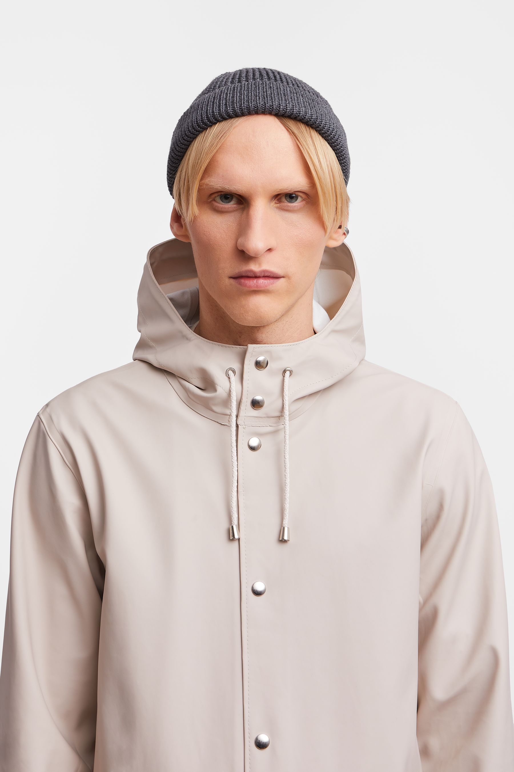 stutterheim stockholm long print raincoat light sand men jackets raincoats