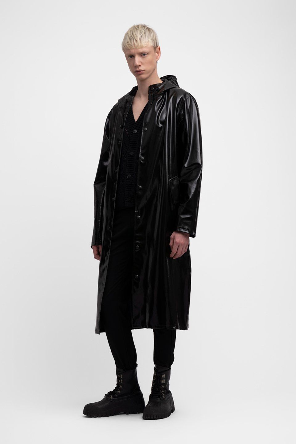 Stockholm Long Print Opal Raincoat Black | STUTTERHEIM ES