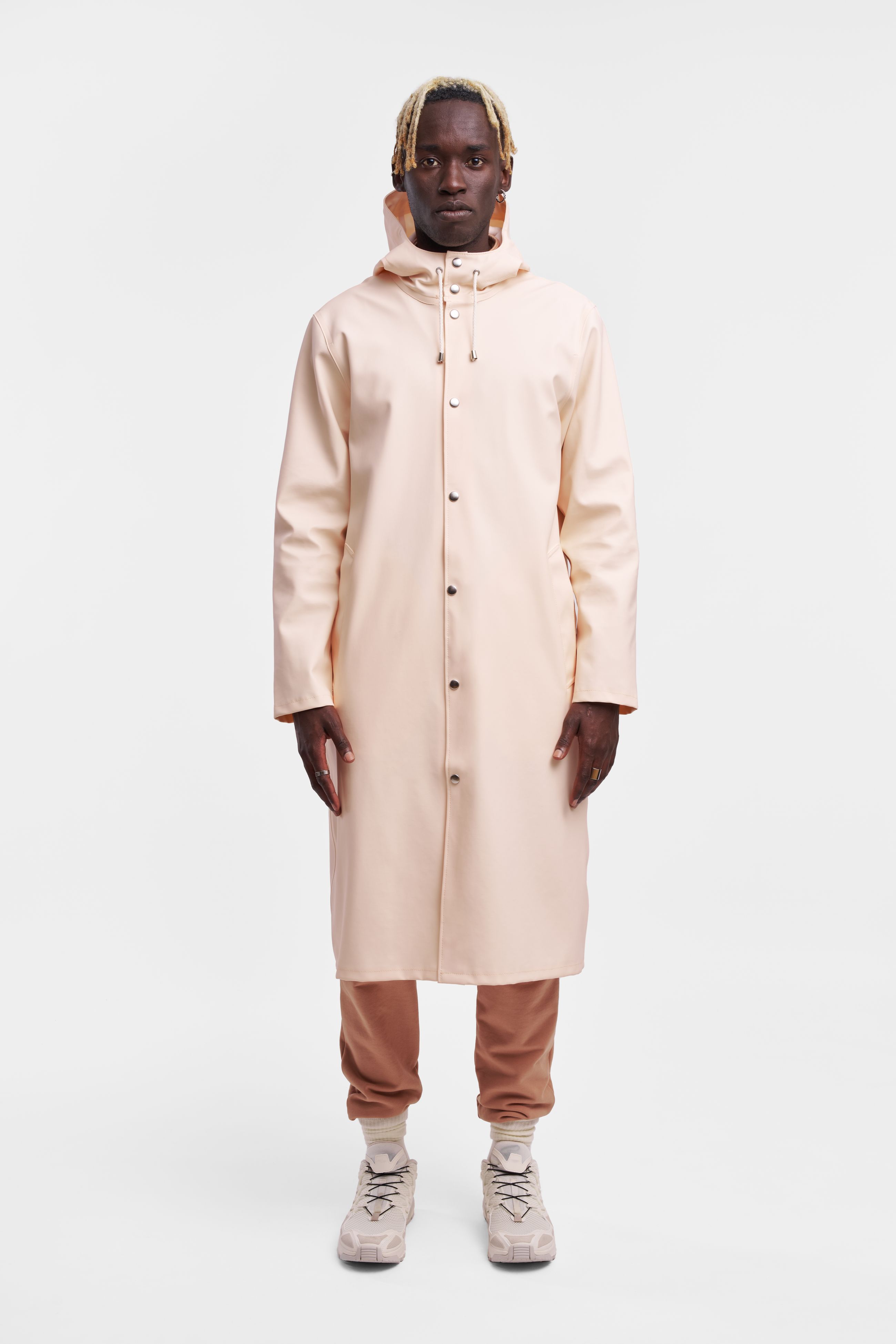 stutterheim stockholm long print raincoat peach men jackets raincoats
