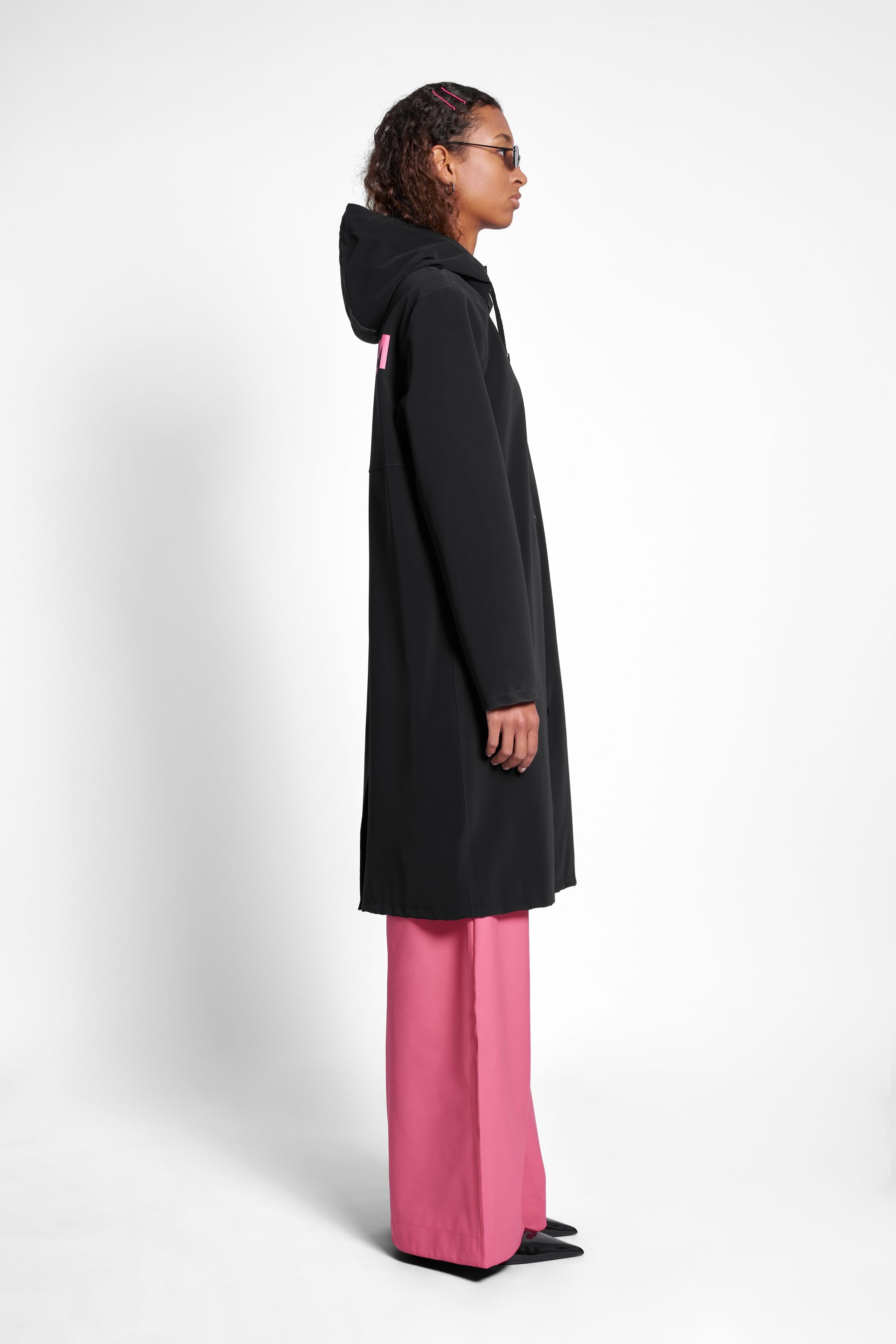 stutterheim stockholm long matte print raincoat black men jackets raincoats