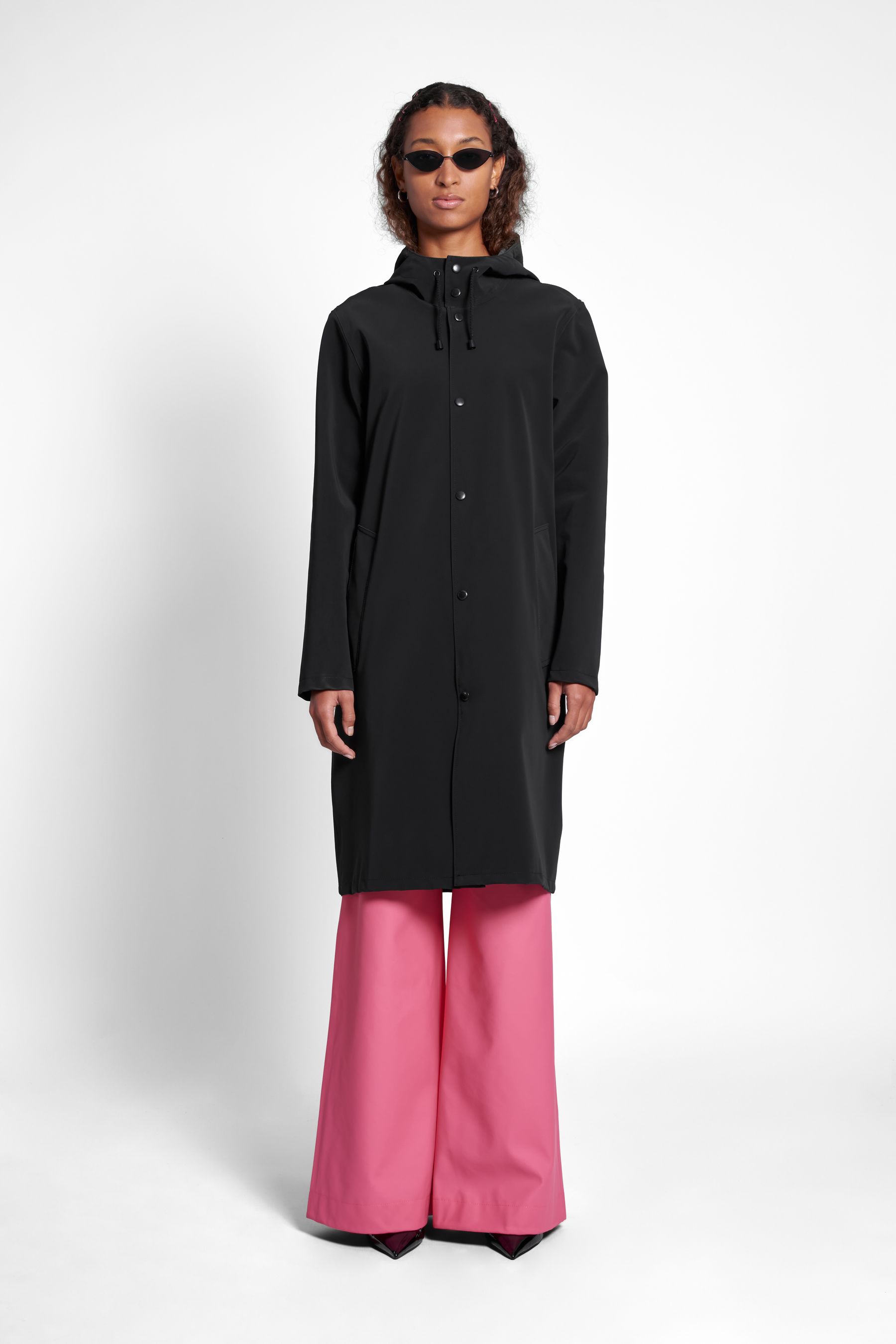stutterheim stockholm long matte print raincoat black men jackets raincoats