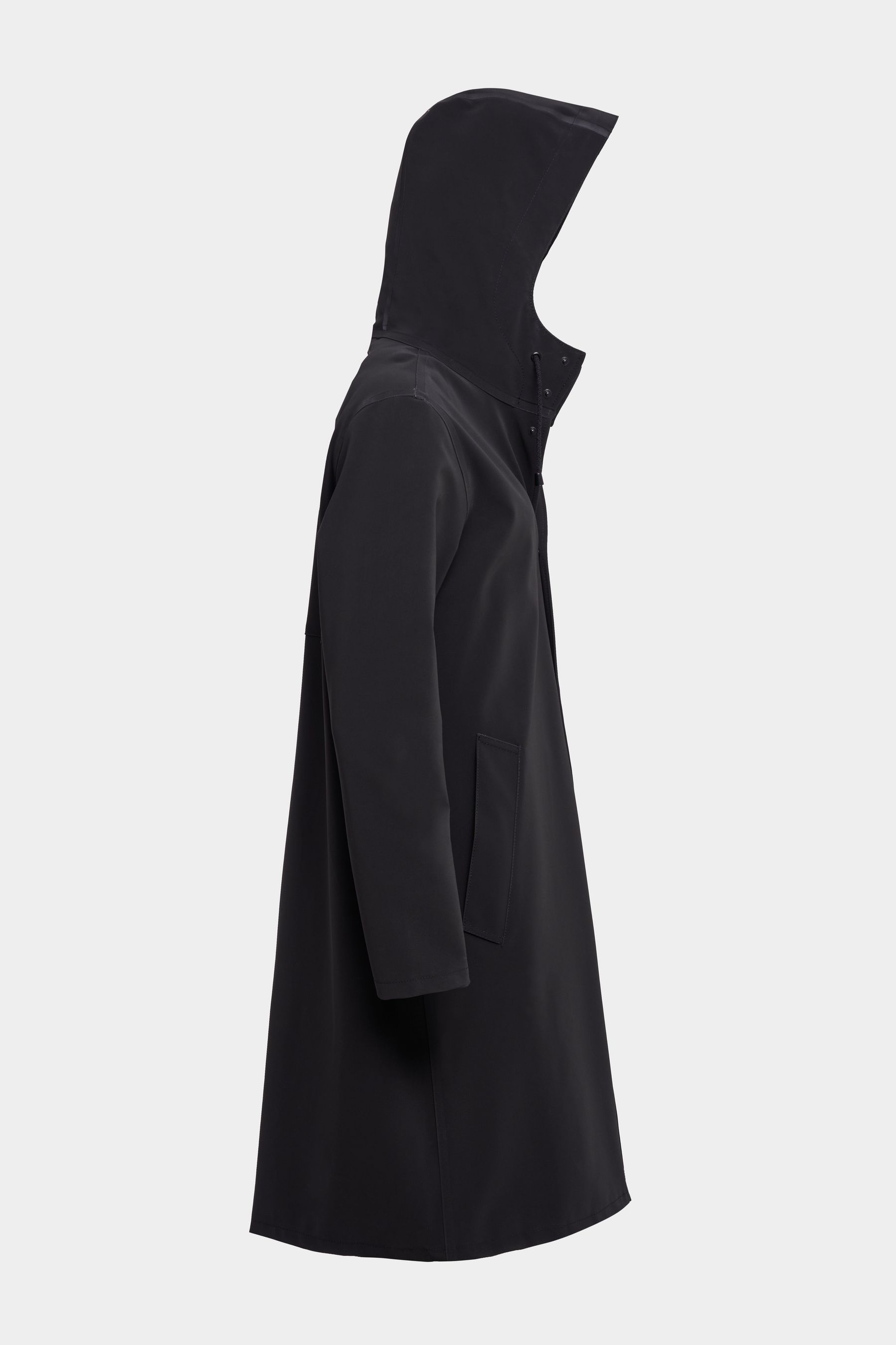 stutterheim stockholm long matte print raincoat black women jackets raincoats