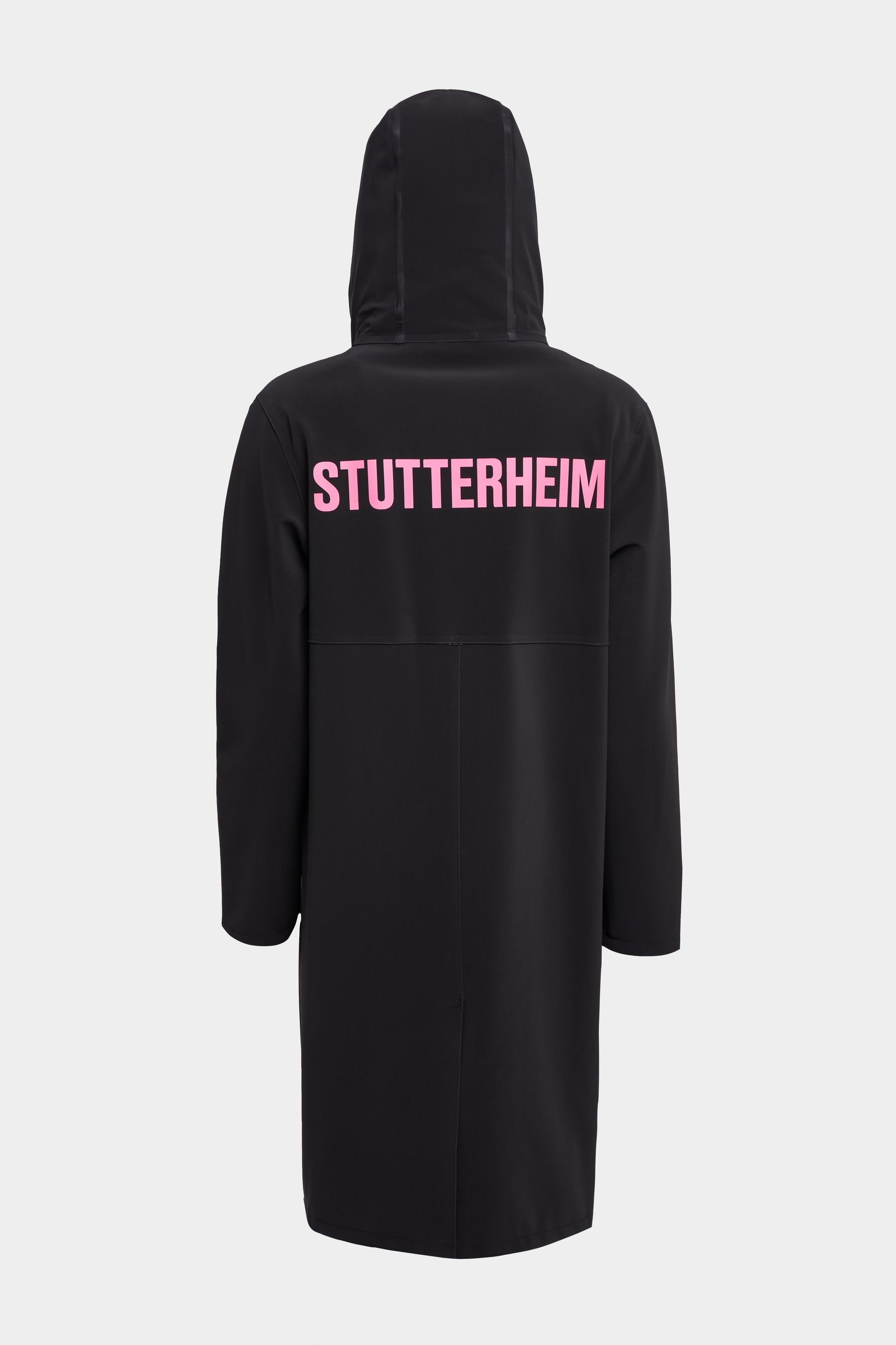 stutterheim stockholm long matte print raincoat black women jackets raincoats