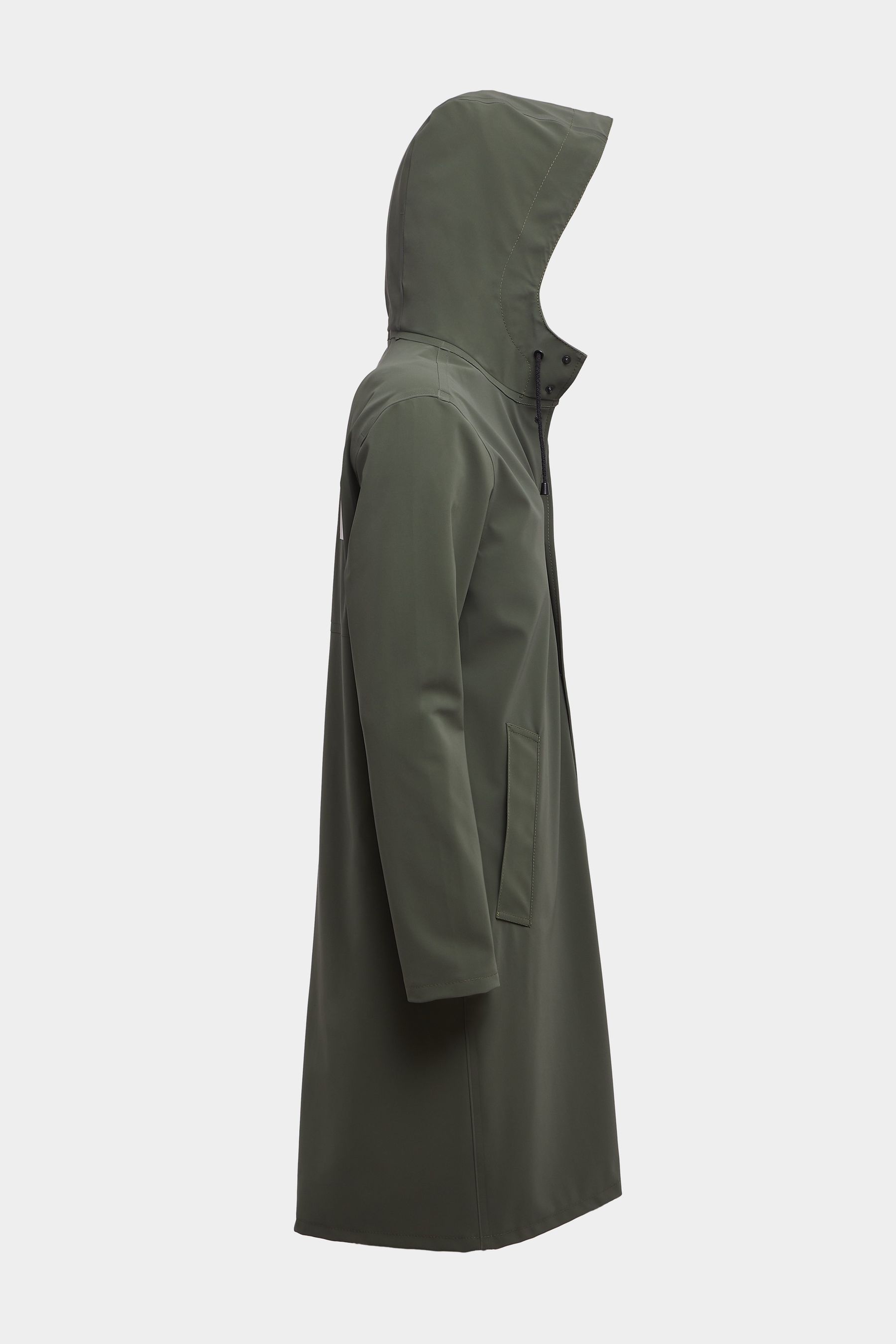 stutterheim stockholm long matte print raincoat dark green women jackets raincoats