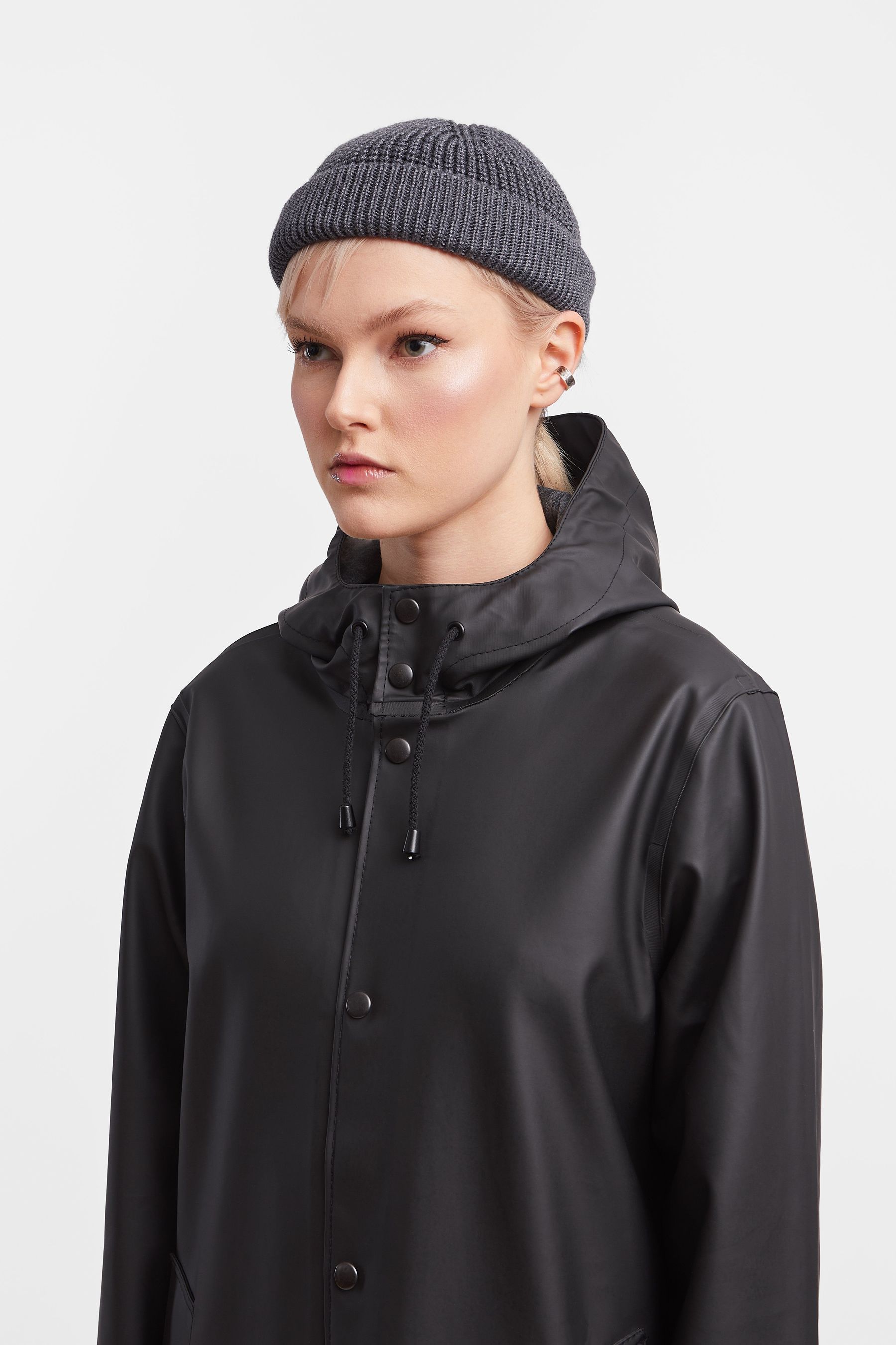 stutterheim stockholm long print raincoat black women jackets raincoats