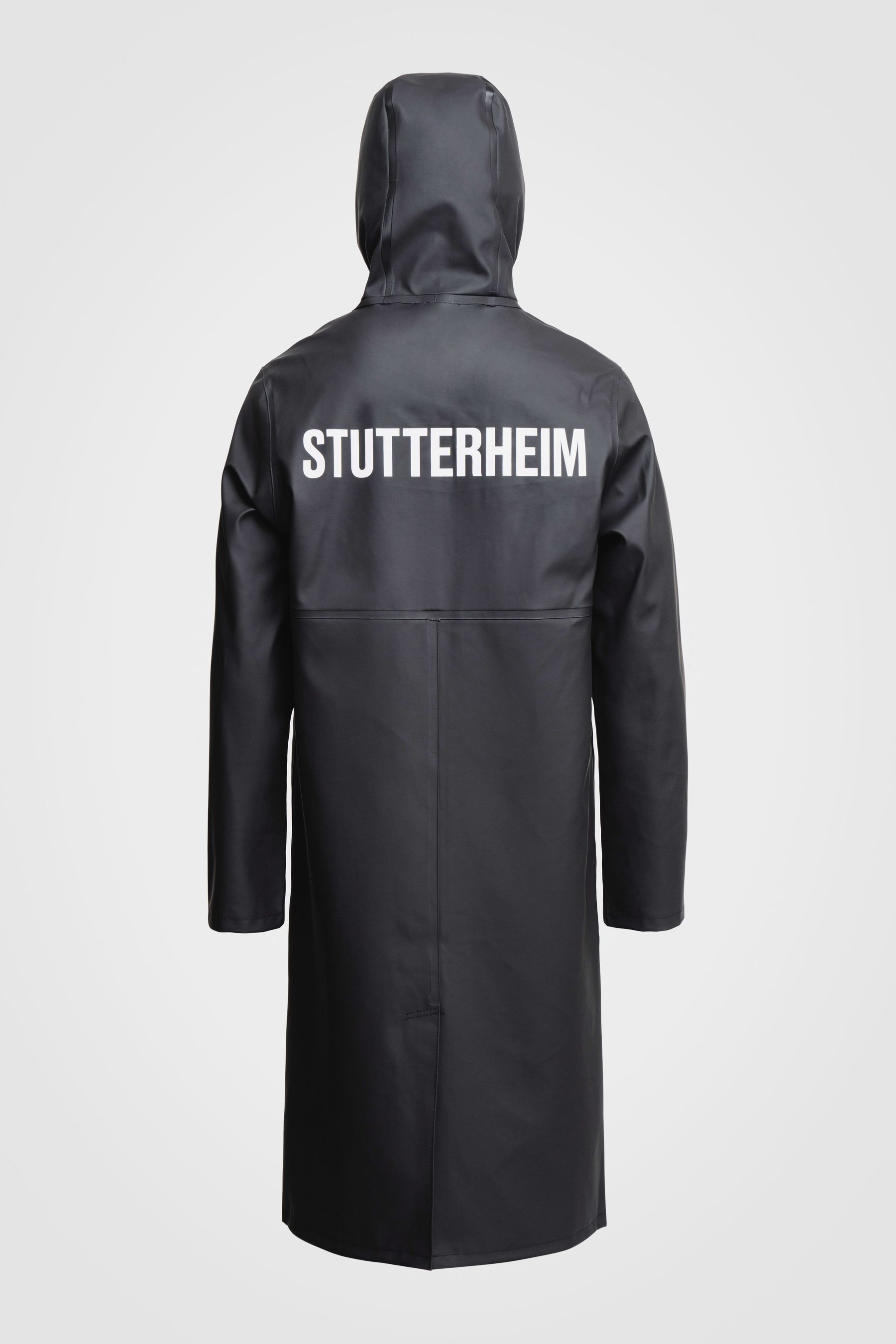 stutterheim stockholm long print raincoat black women jackets raincoats