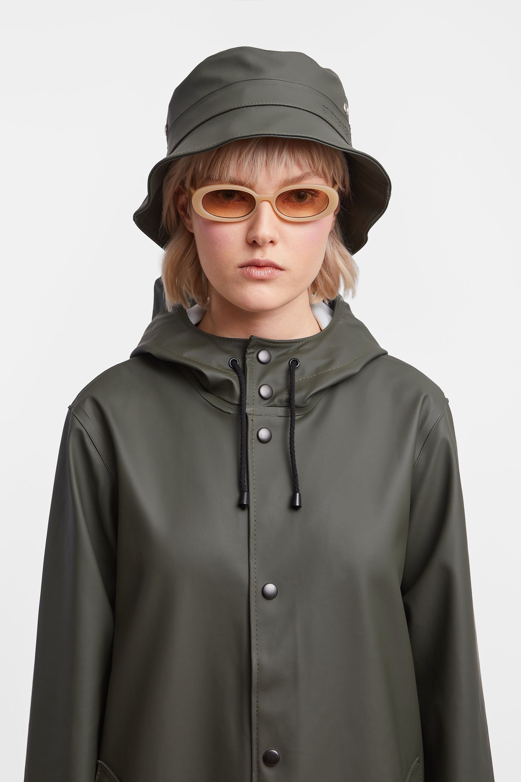 stutterheim stockholm long print raincoat green women jackets raincoats
