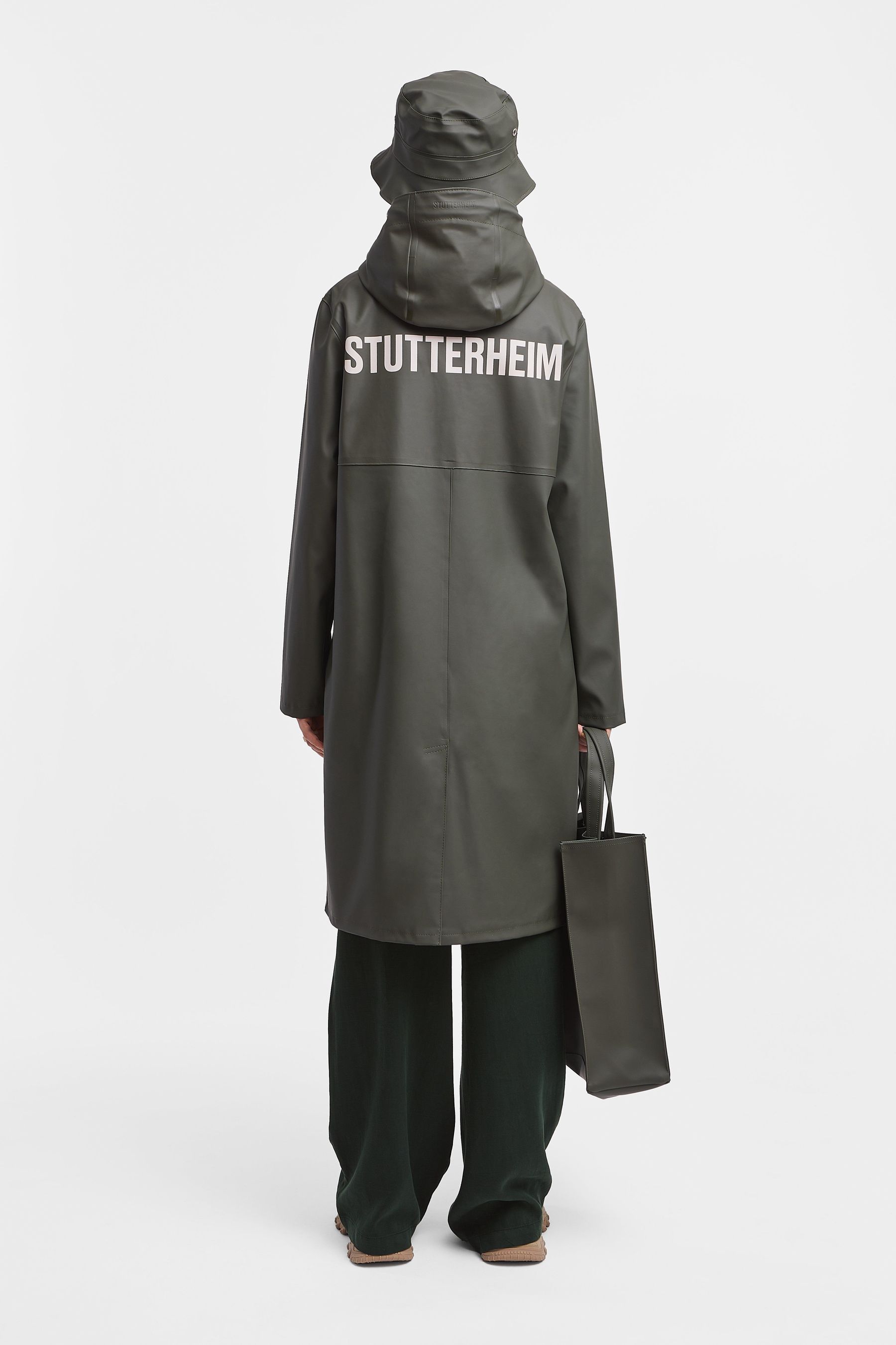 stutterheim stockholm long print raincoat green women jackets raincoats
