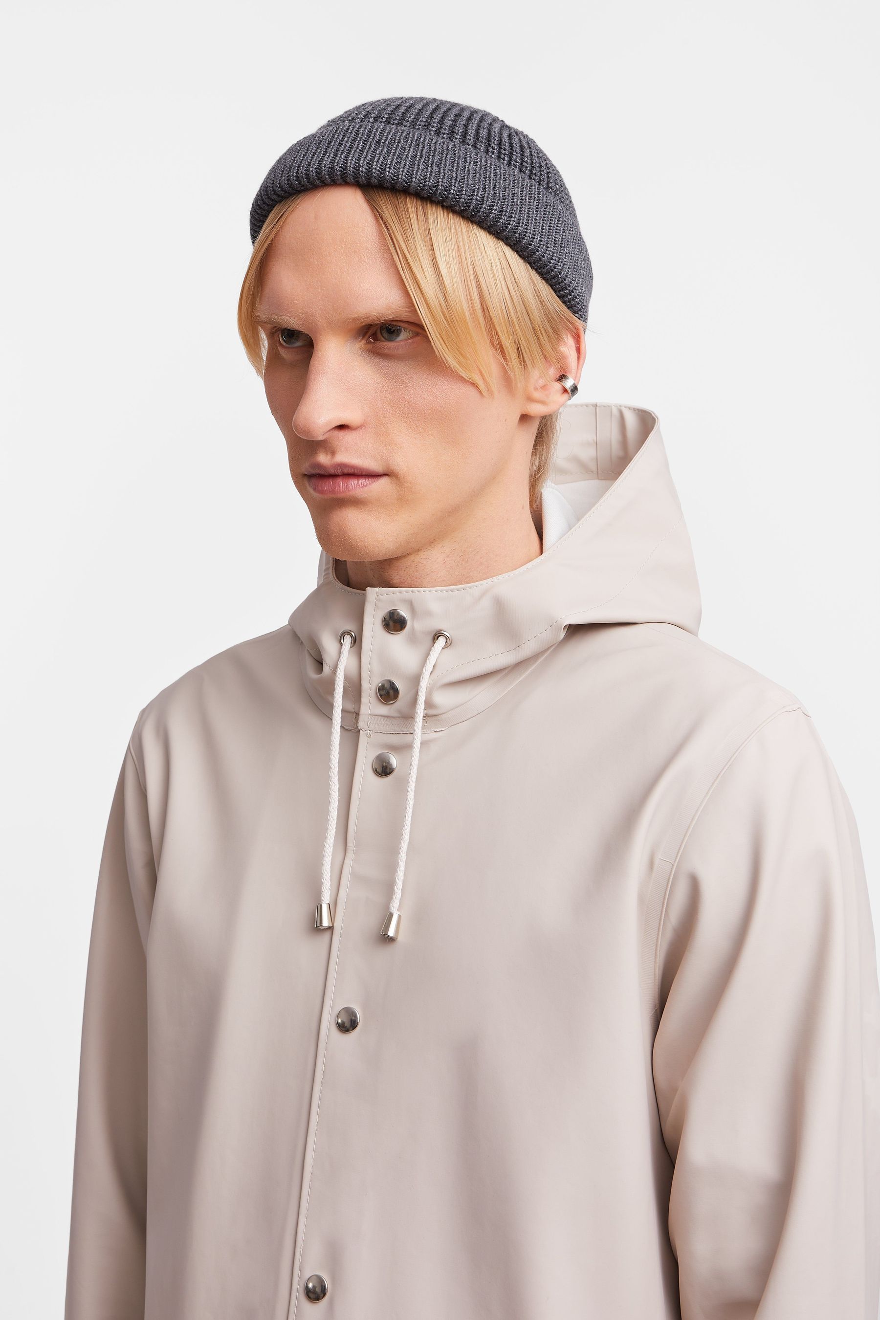 stutterheim stockholm long print raincoat light sand women jackets raincoats