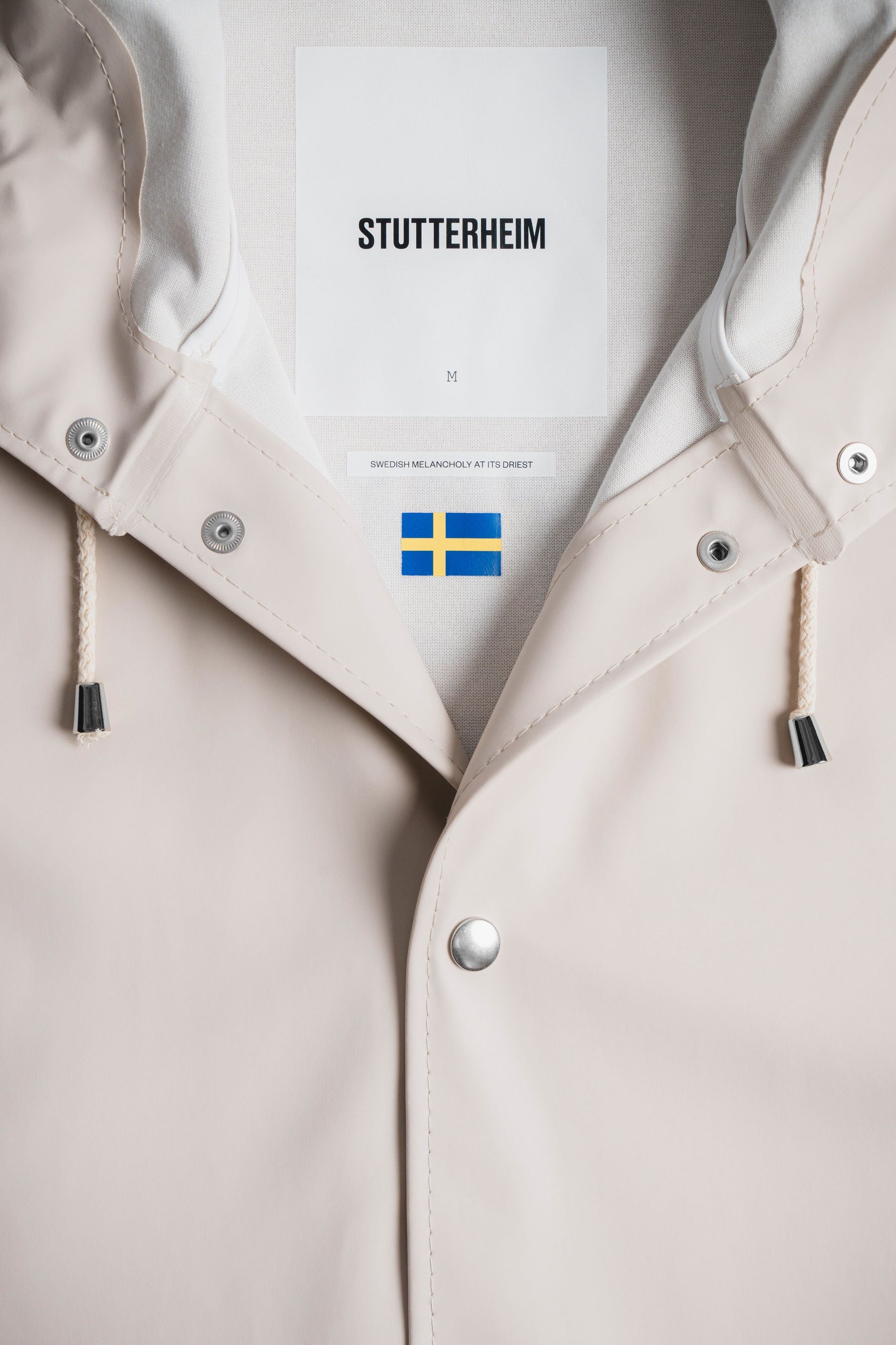 stutterheim stockholm long print raincoat light sand women jackets raincoats