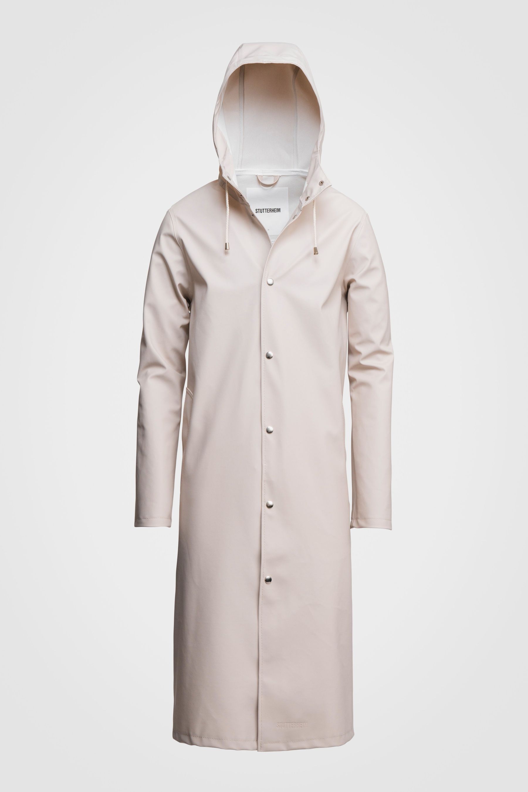 stutterheim stockholm long print raincoat light sand women jackets raincoats