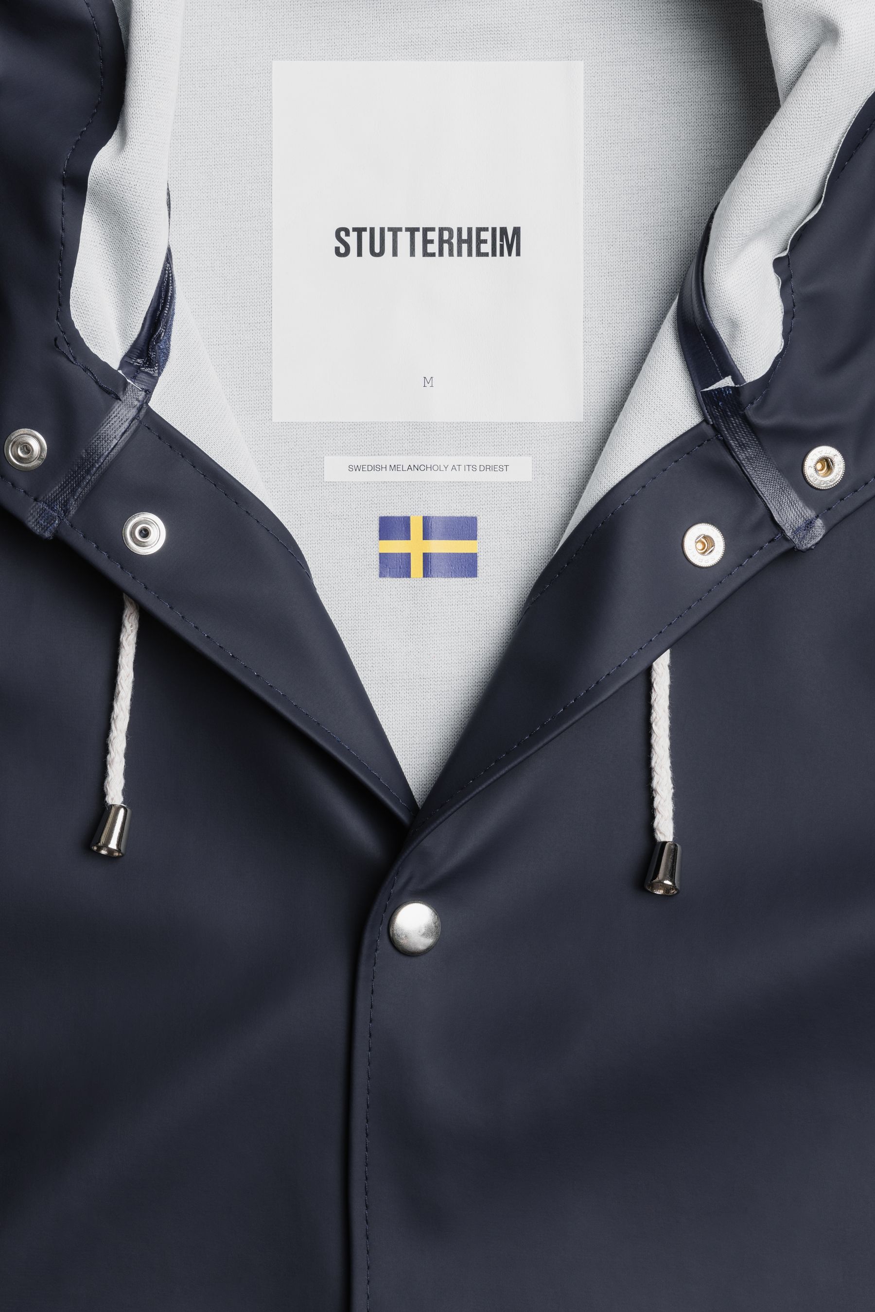 stutterheim stockholm long print raincoat navy women jackets raincoats