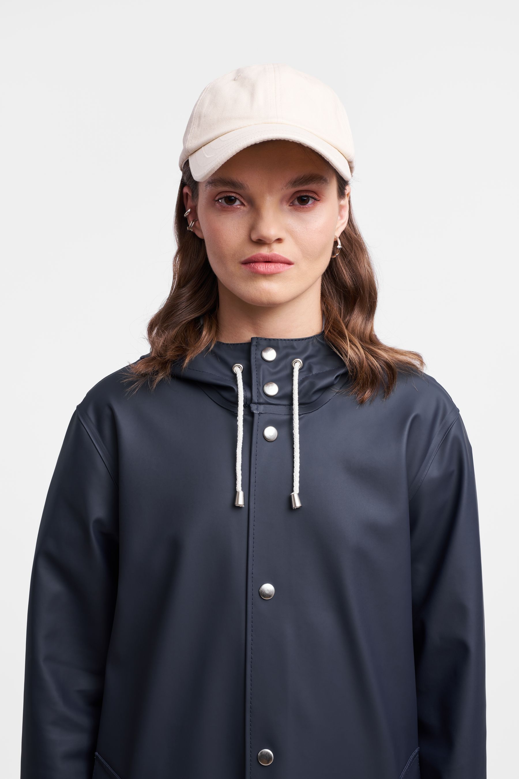 stutterheim stockholm long print raincoat navy women jackets raincoats