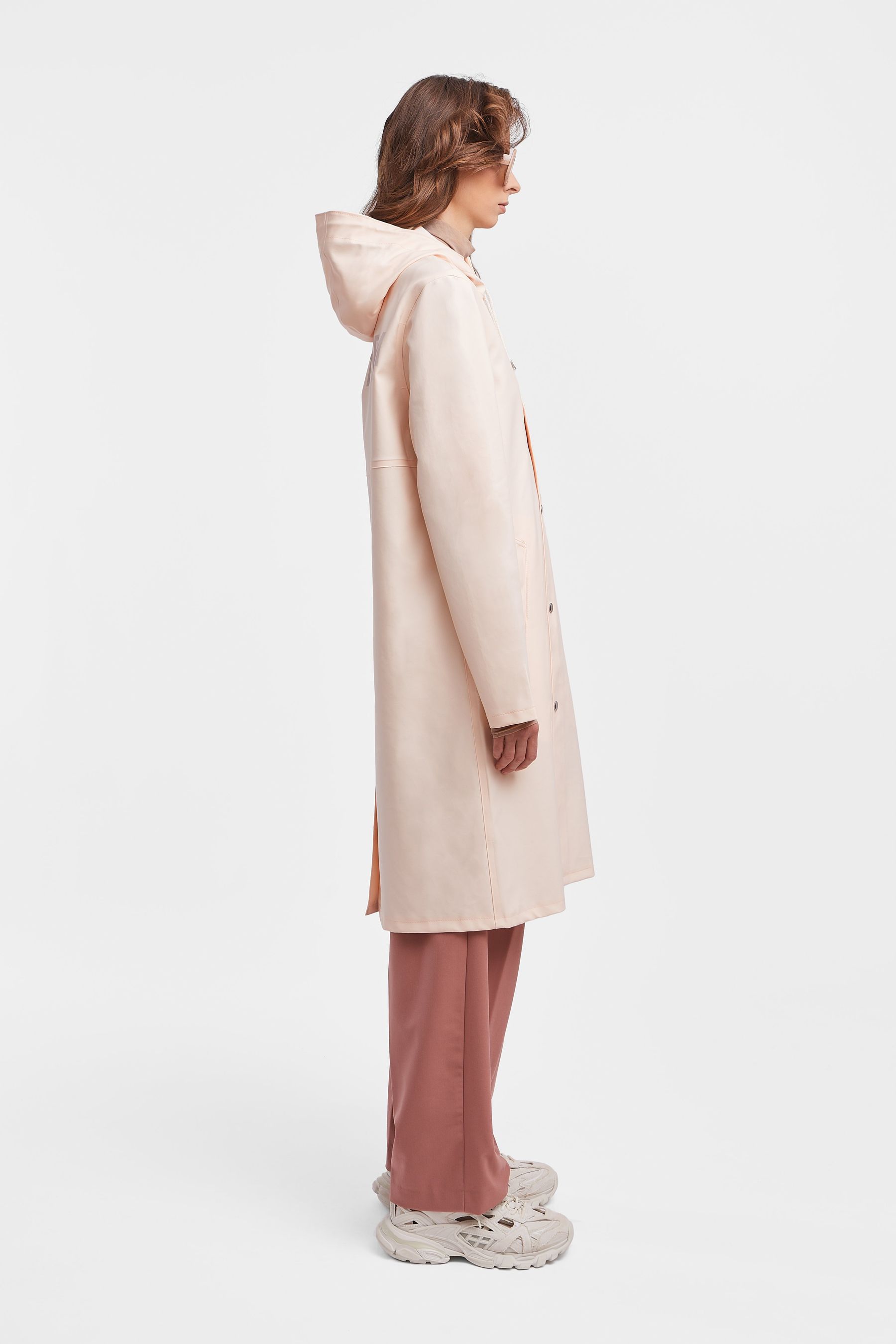 stutterheim stockholm long print raincoat peach women jackets raincoats