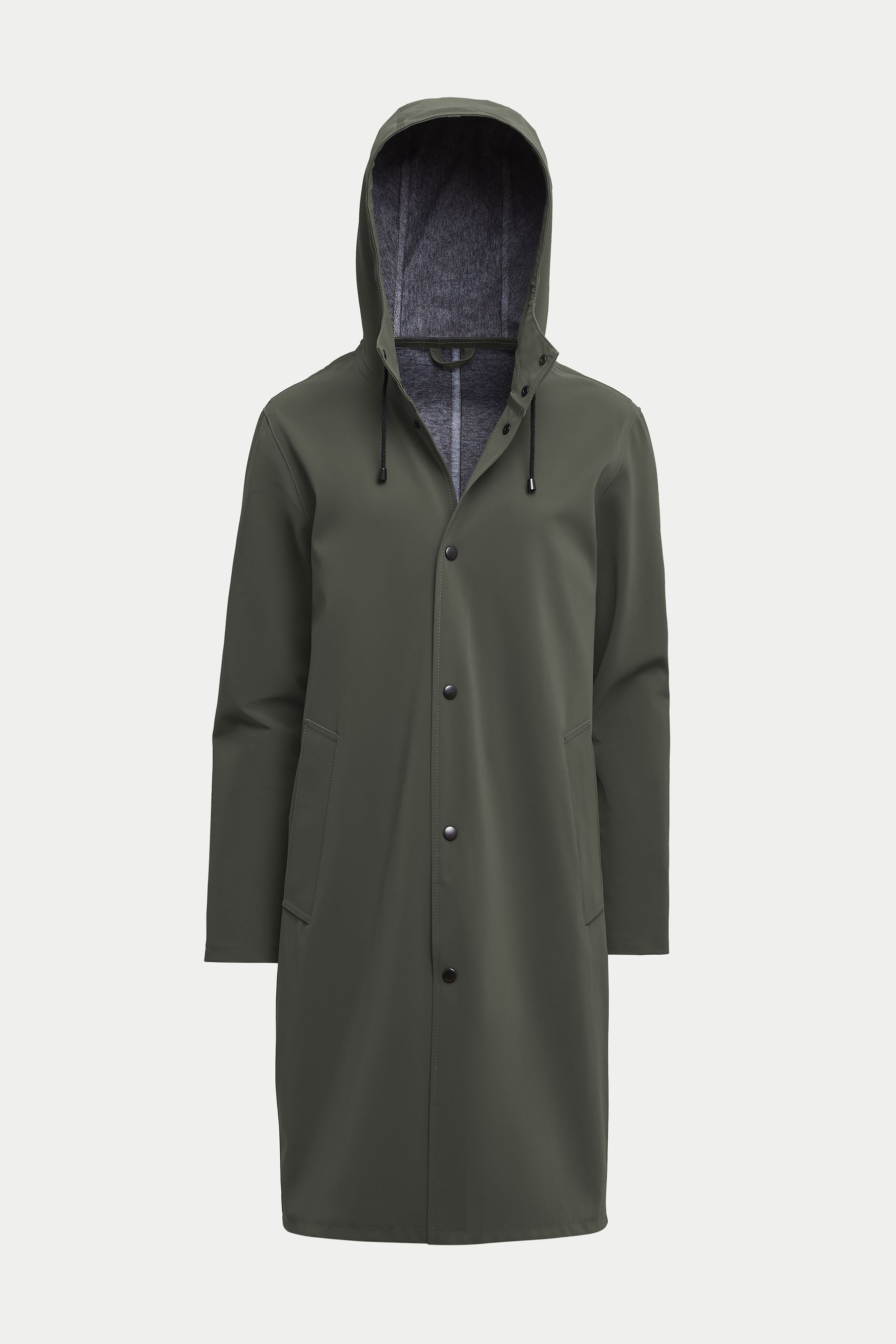 stutterheim stockholm long matte raincoat dark green men jackets raincoats