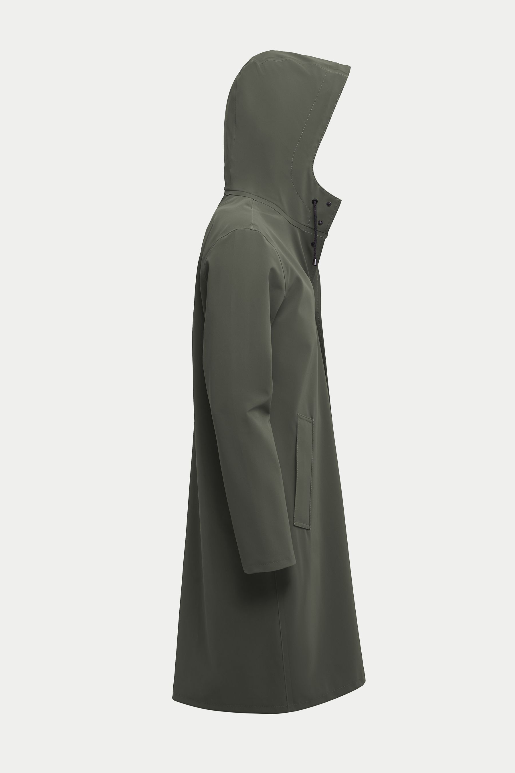 stutterheim stockholm long matte raincoat dark green men jackets raincoats