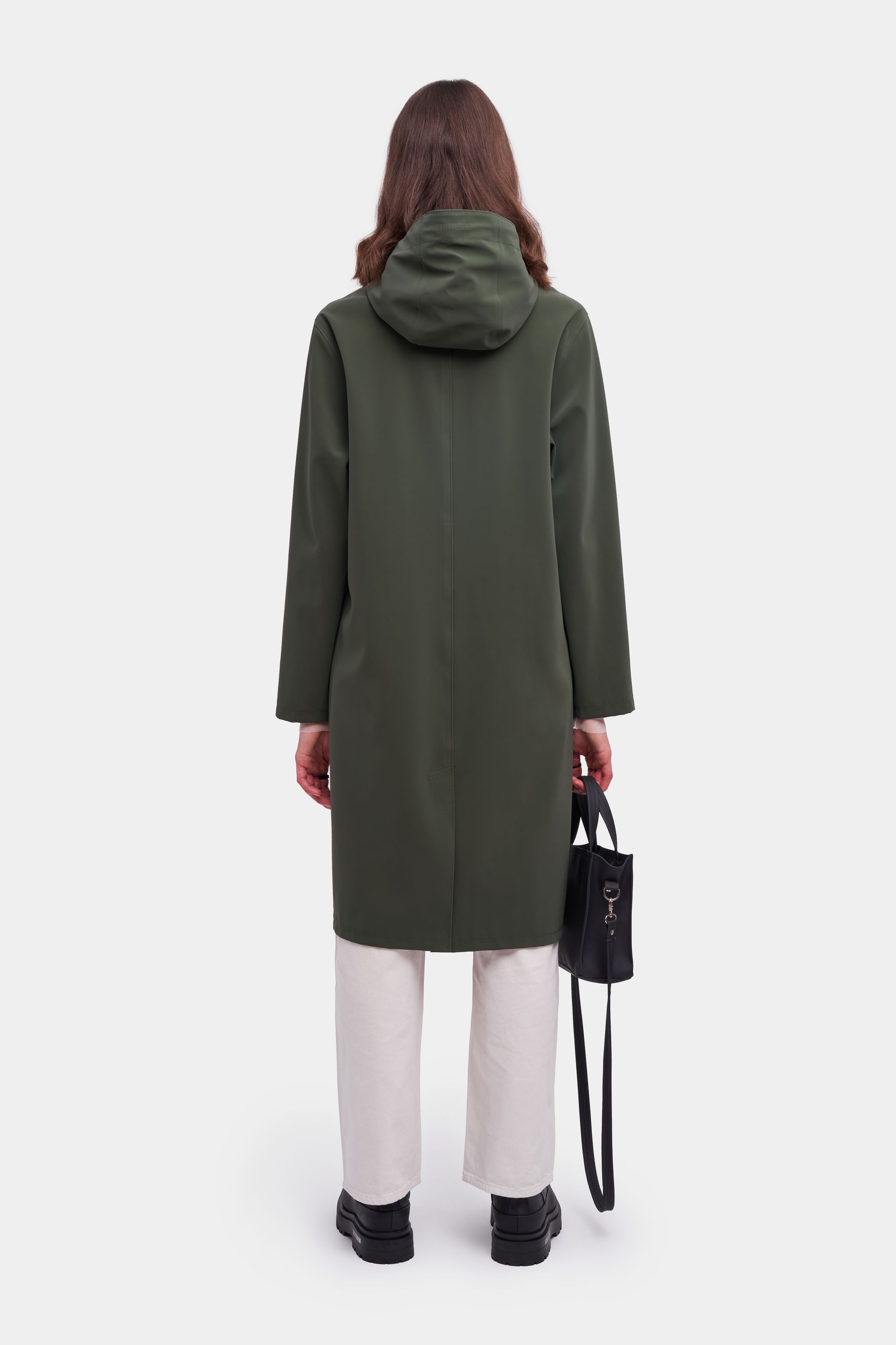 stutterheim stockholm long matte raincoat dark green men jackets raincoats