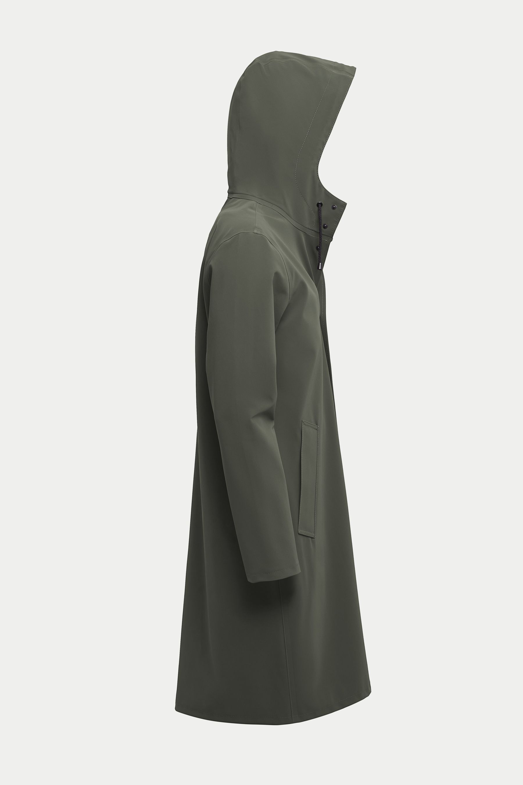 stutterheim stockholm long matte raincoat dark green women jackets raincoats