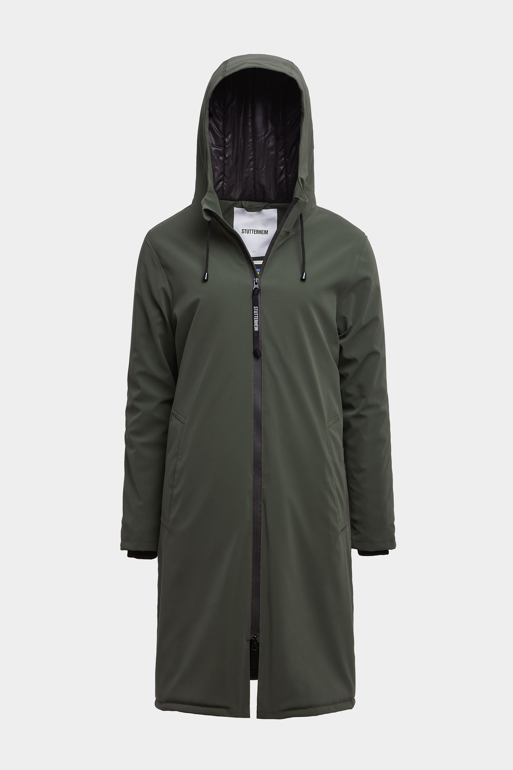 stutterheim stockholm long matte winter jacket dark green men jackets winter-coats
