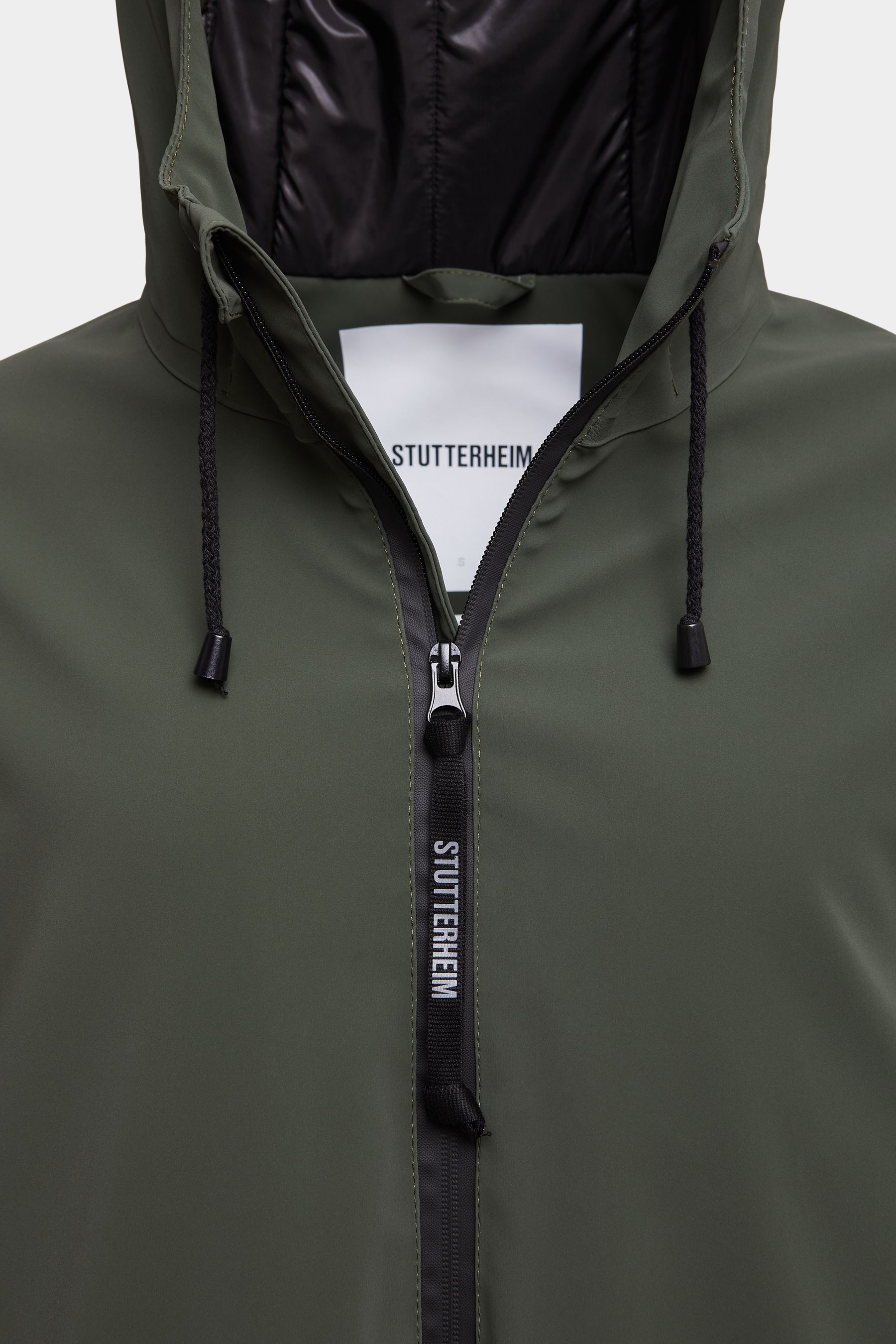 stutterheim stockholm long matte winter jacket dark green women jackets winter-coats