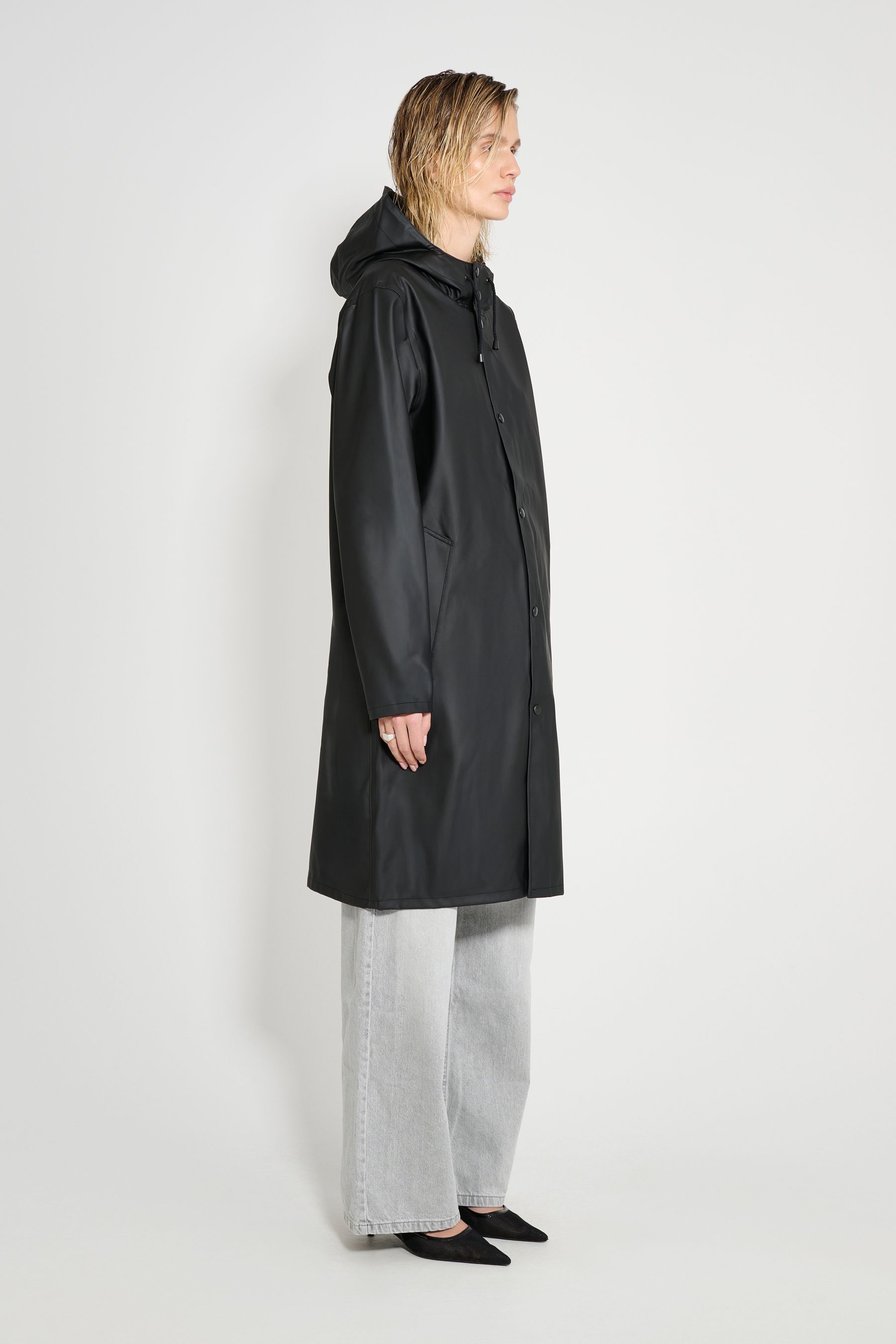 stutterheim stockholm long raincoat black women jackets raincoats