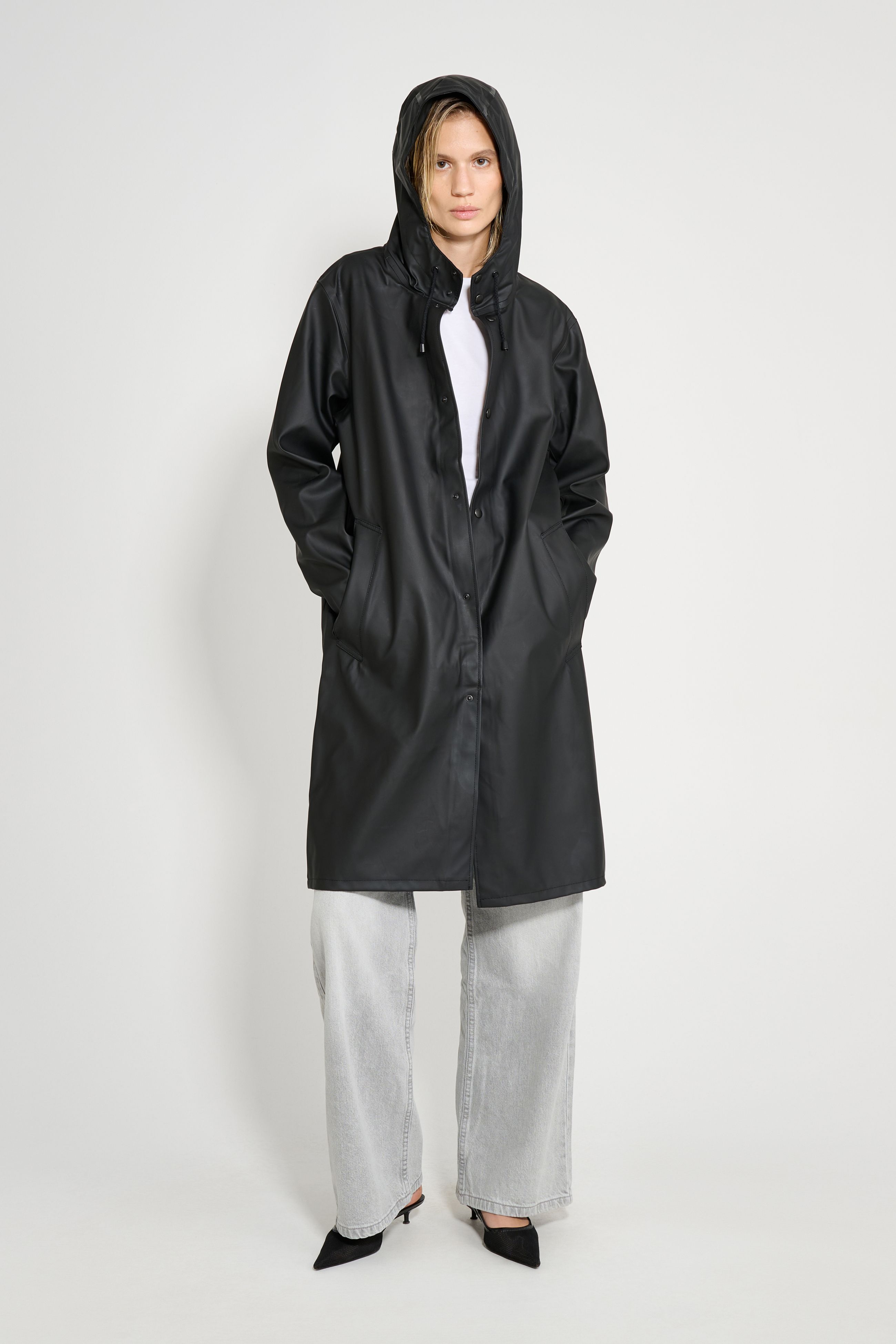 stutterheim stockholm long raincoat black women jackets raincoats