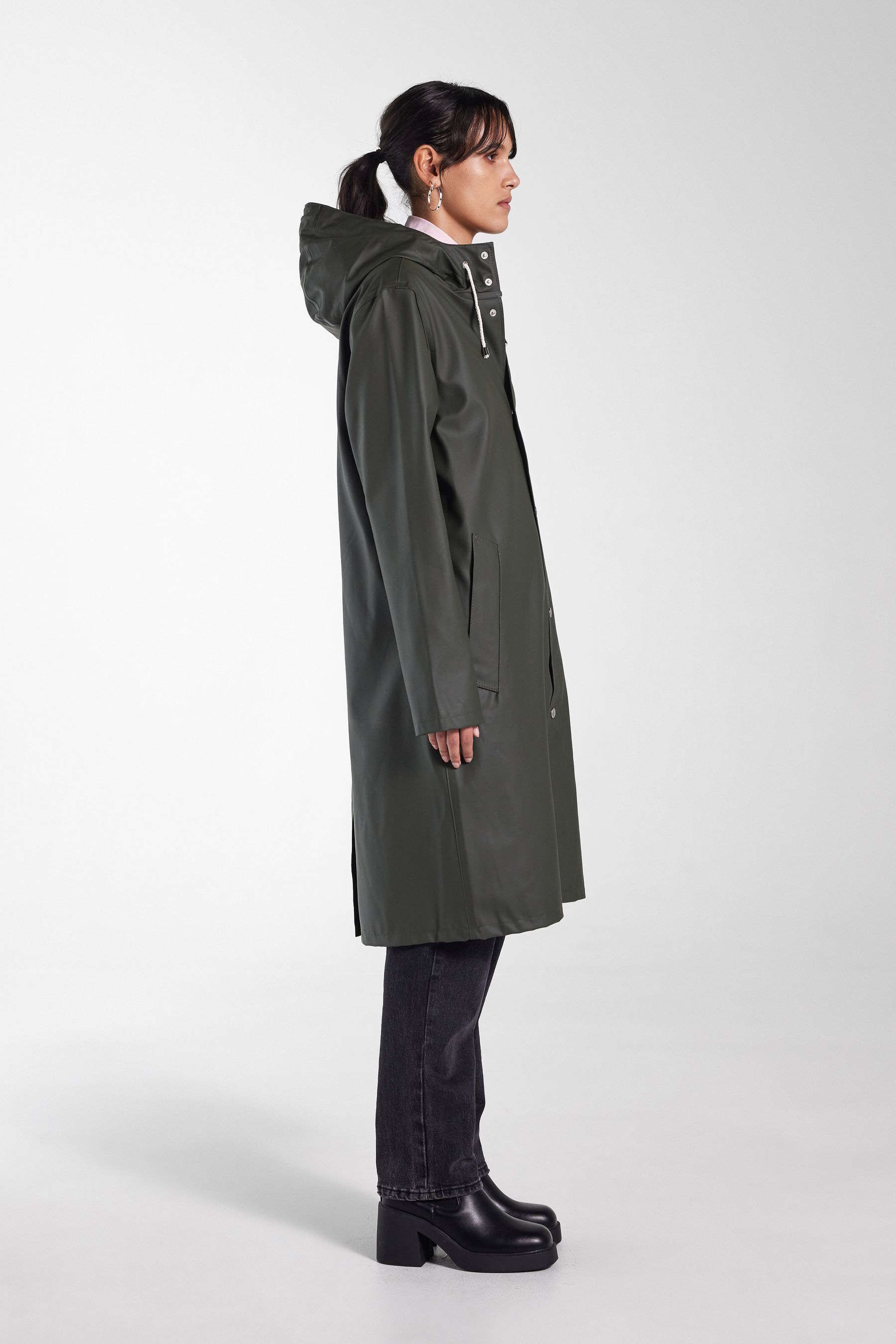 stutterheim stockholm long raincoat green women jackets raincoats