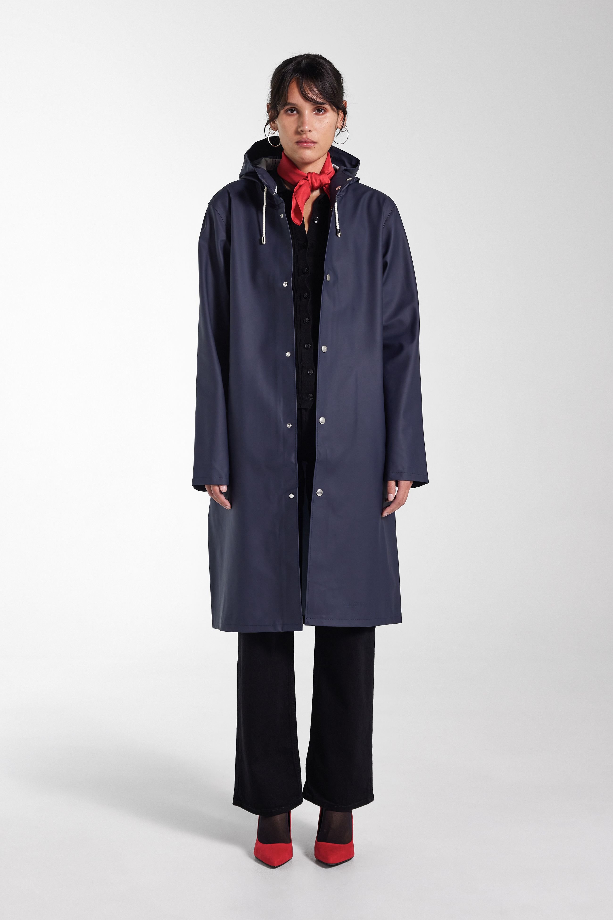 stutterheim stockholm long raincoat navy women jackets raincoats