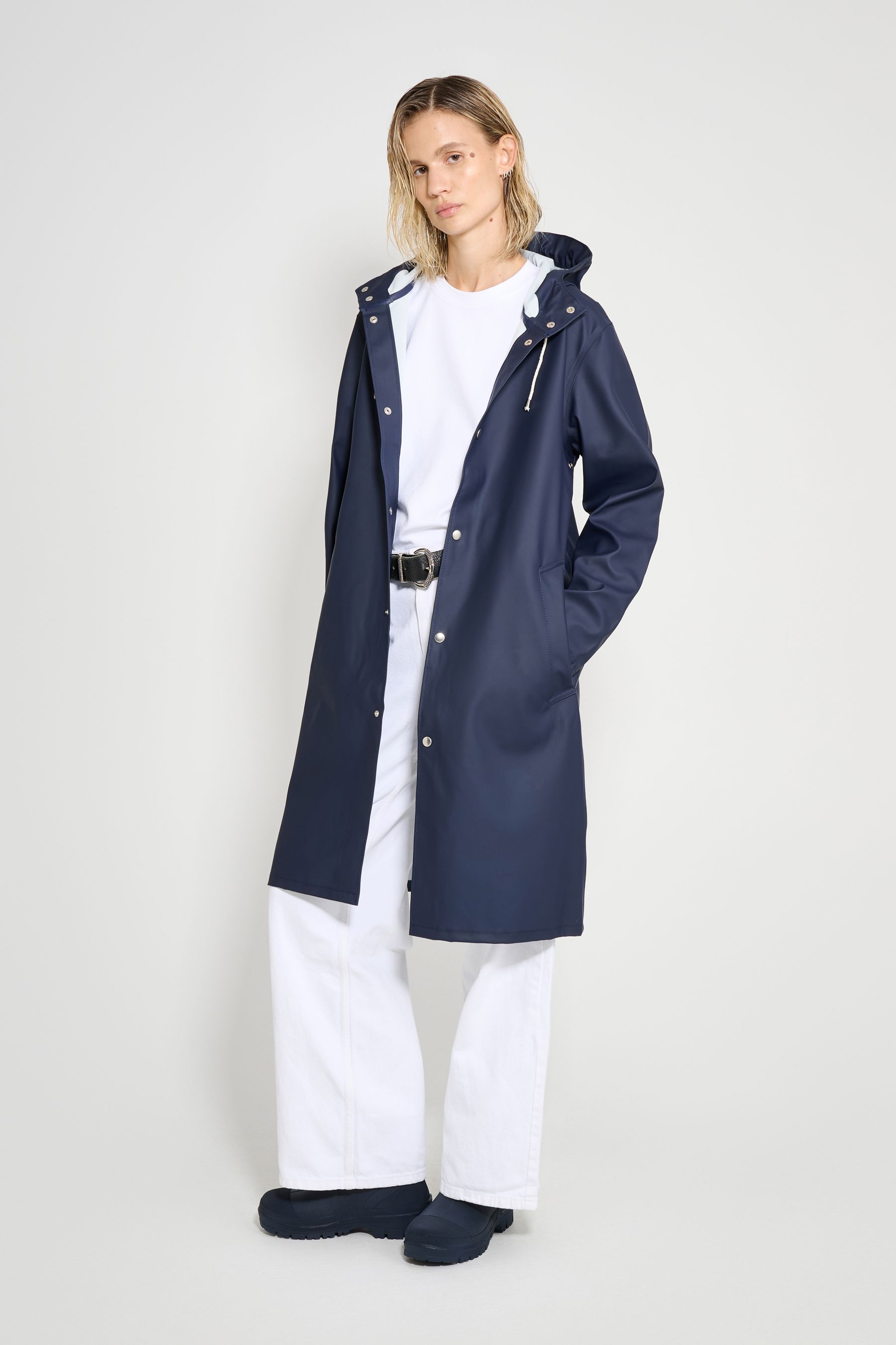 stutterheim stockholm long raincoat navy women jackets raincoats